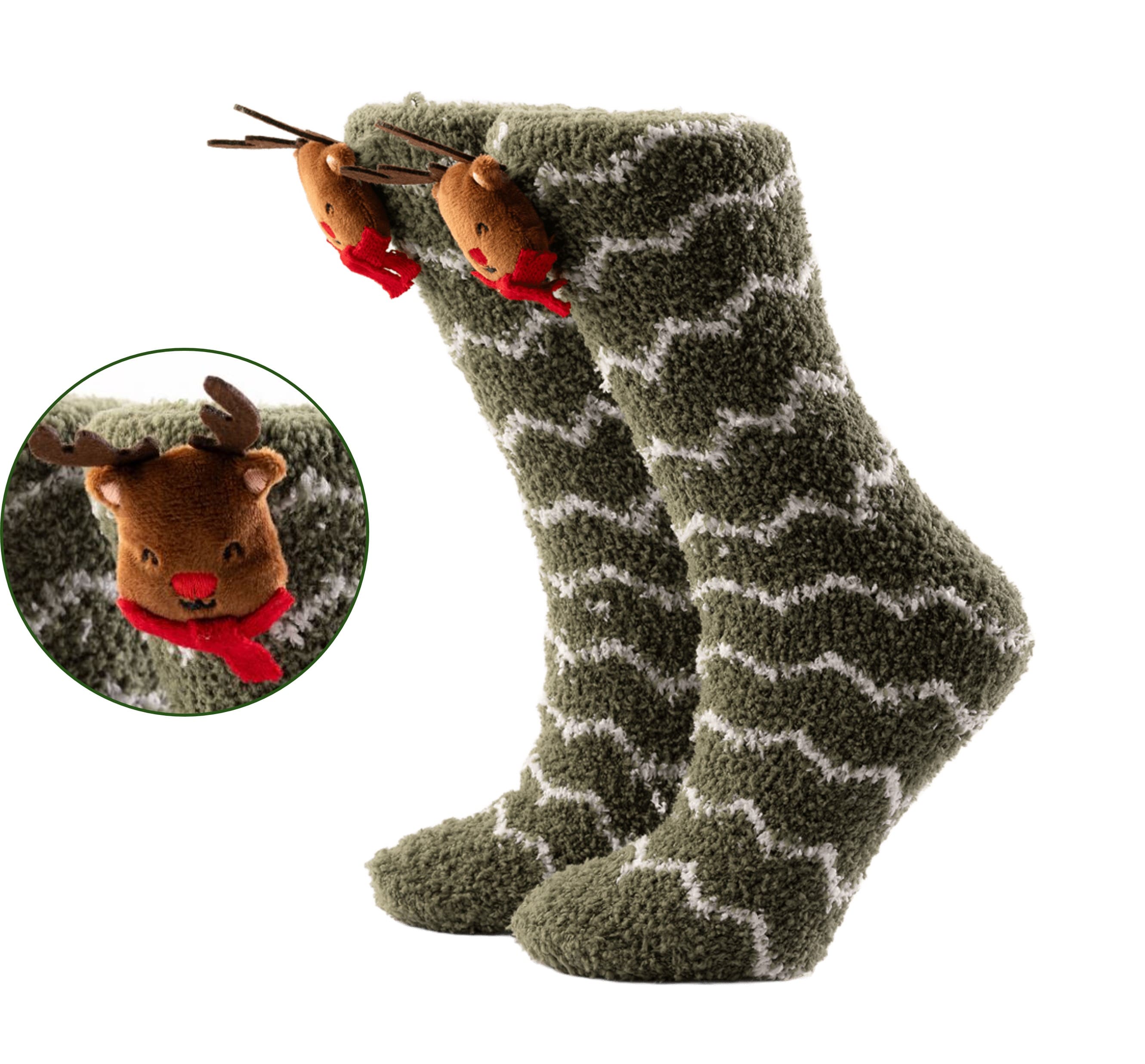 FUNNY RANDY - Home socks - One size -  Reindeer - Bronze Green - Green