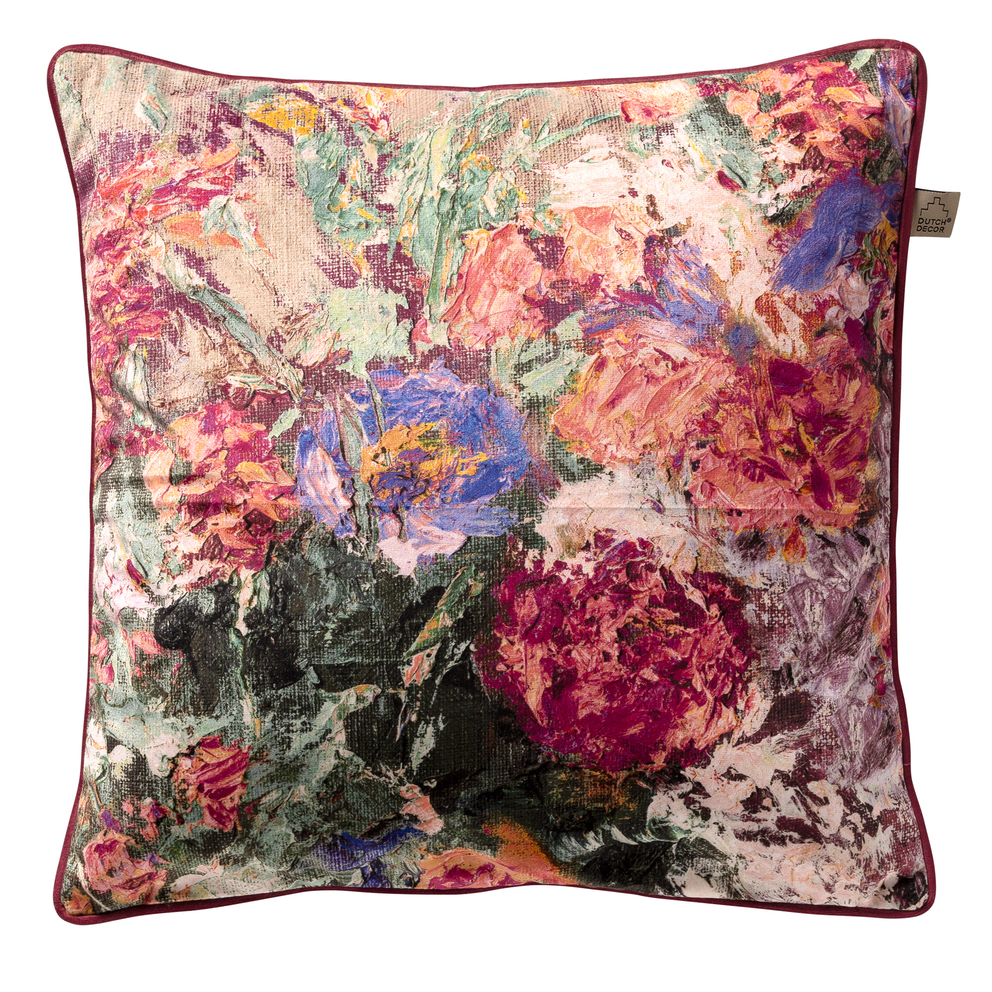 POSY - Sierkussen 45x45 cm – gestileerde bloemen print – Hawthorn Rose - paars