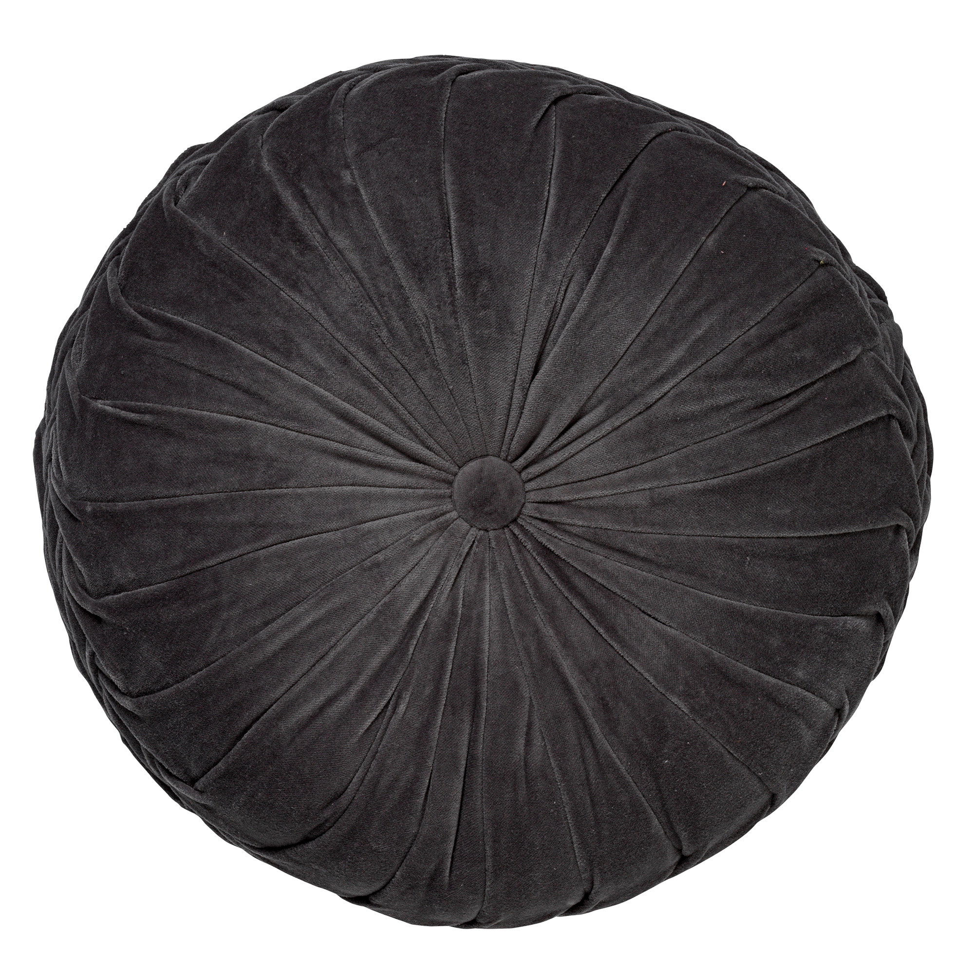 KAJA - Coussin rond en velours Charcoal Grey 40 cm