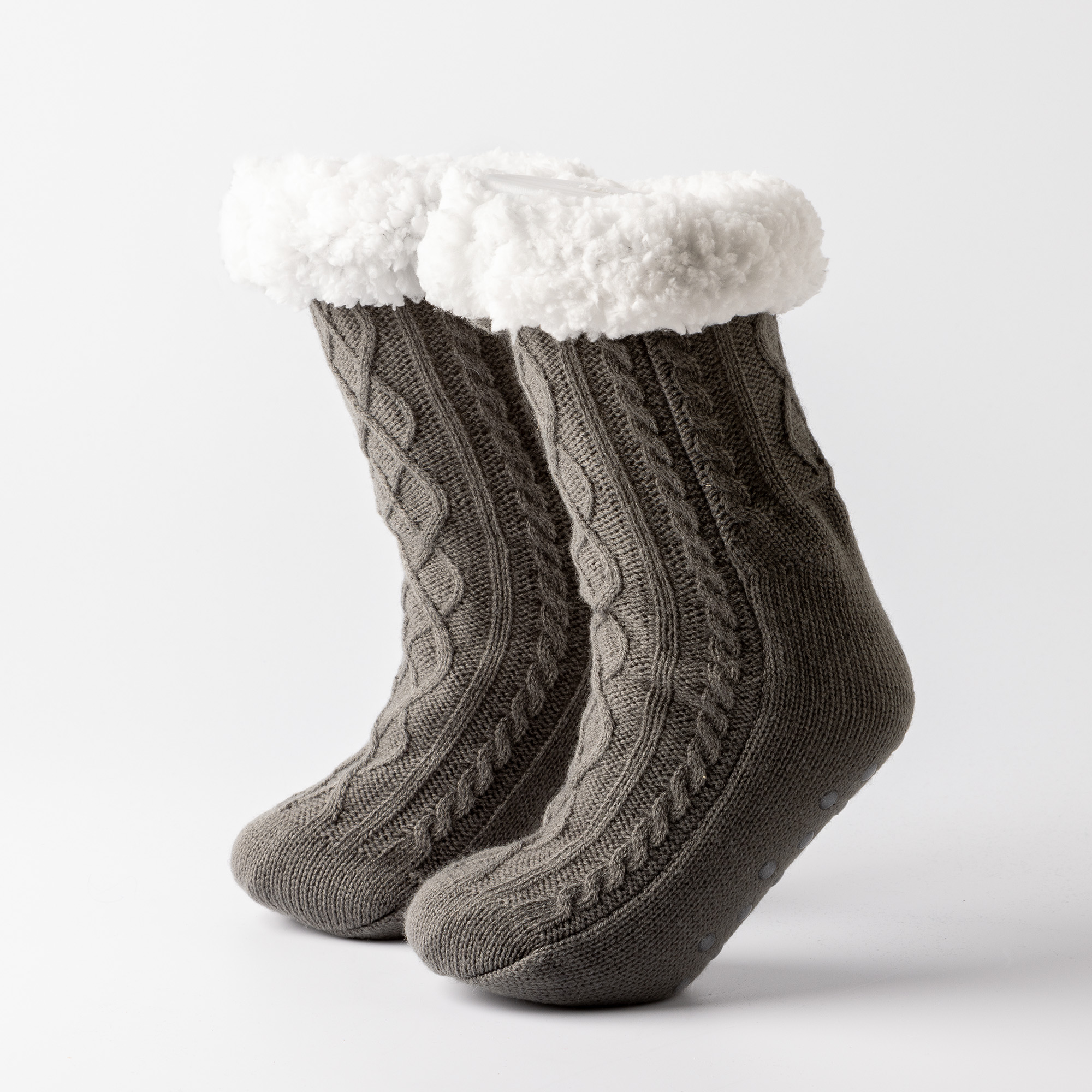 ELZA - House socks - non-slip - with sherpa lining - one size  - Charcoal Gray - antracite