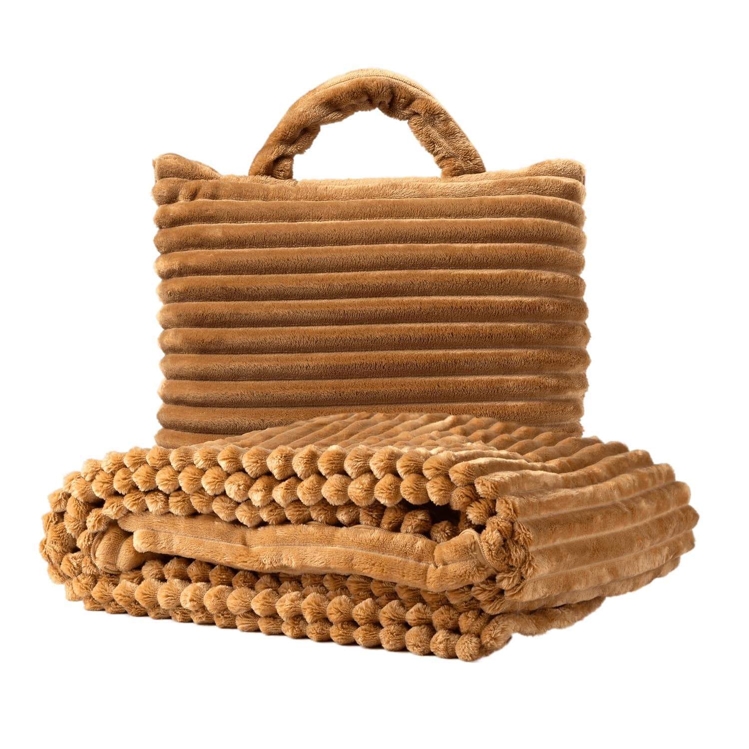 TERESA - Plaid to Go - 130x150 cm - Tobacco Brown - Ideal für Unterwegs – faltbar in einer praktischen Tasche