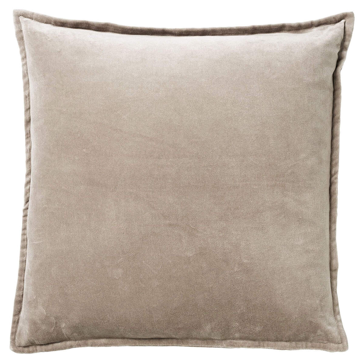 CAITH - Dekokissen 50x50 cm - 100 % Baumwoll-Velours - Driftwood - Taupe
