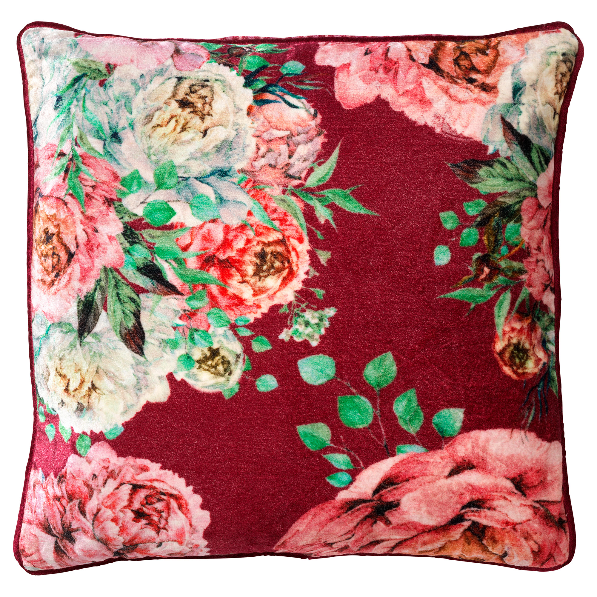 MINOU - Coussin en velours Red Plum 45x45 cm 