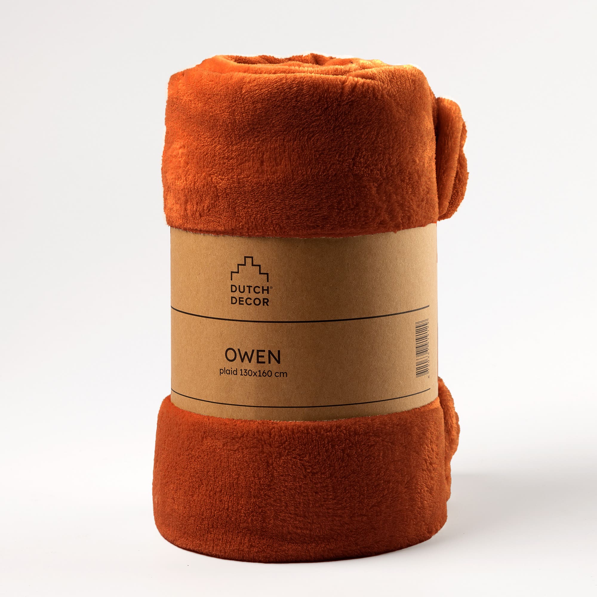 OWEN - plaid 130x160 cm - coral fleece deken - heerlijk zacht - Potters Clay - oranje