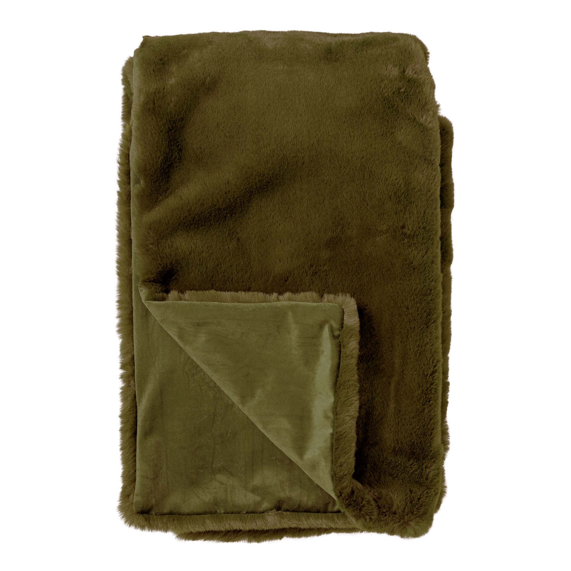 ZINZI - Plaid unicolore 140x180 cm Military Olive - vert