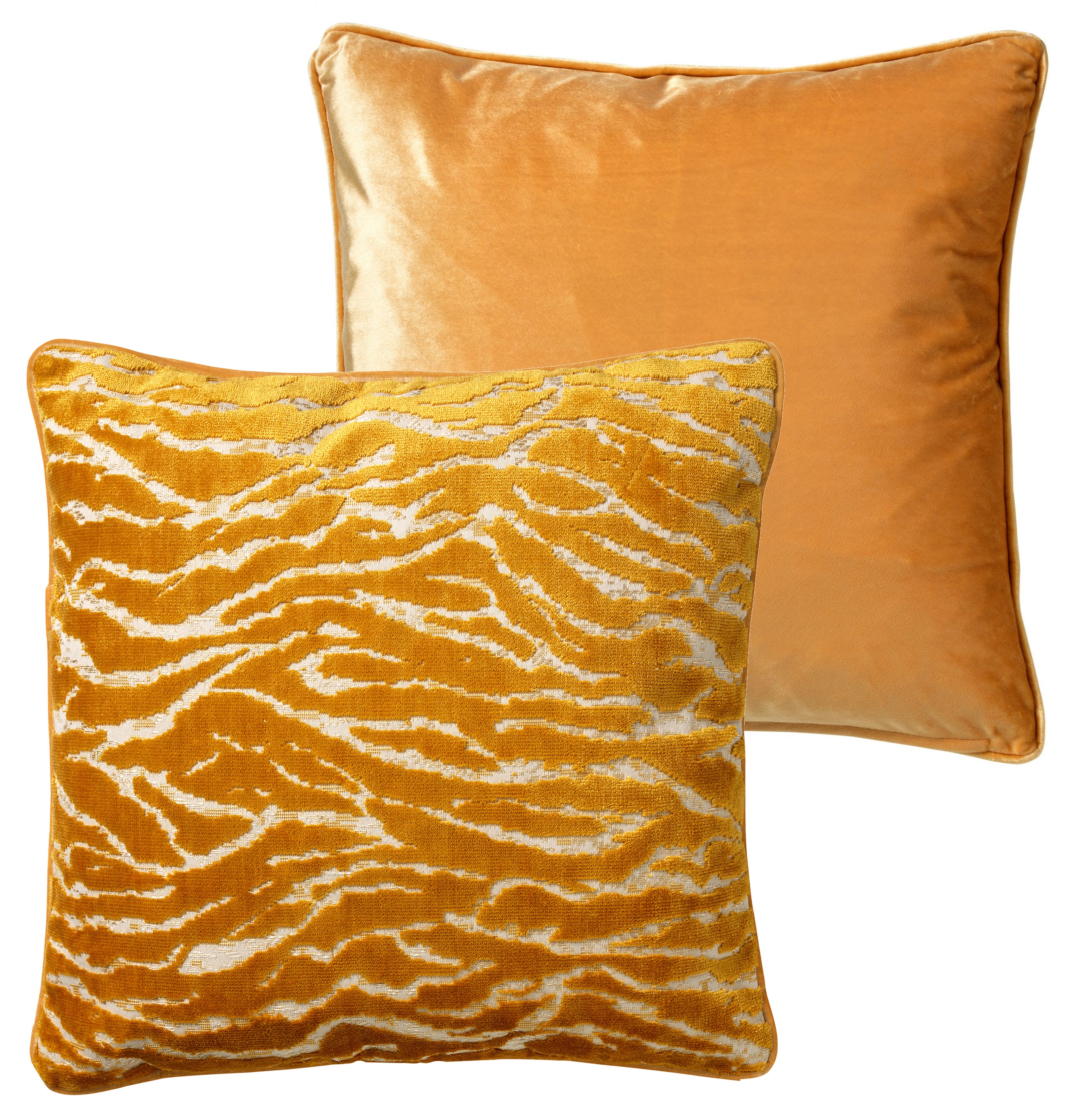 ZABRINA - Sierkussen 45x45 cm - velvet - met zebra strepen - Golden Glow - geel