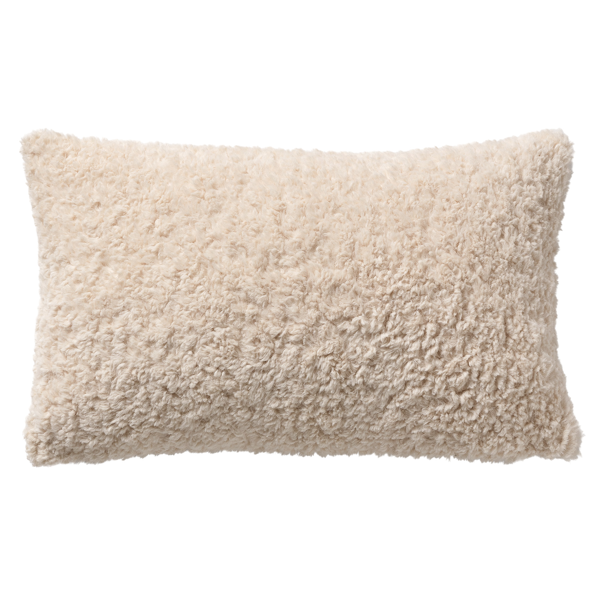 CARLYN - Sierkussen 30x50 cm – heerlijk zacht – met teddy krullen – Tofu - wit