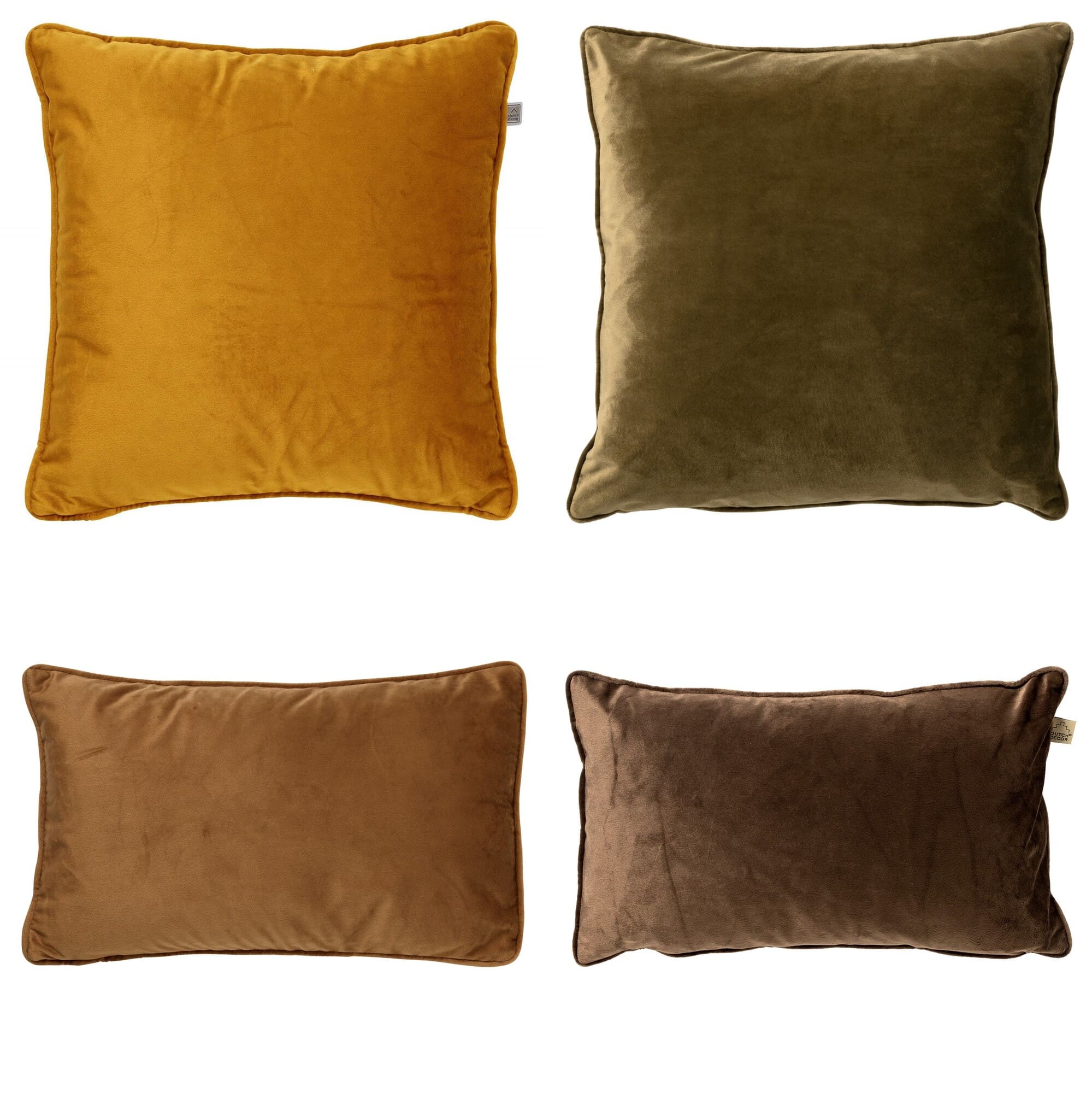KISSENSET - 4-teilig - 45x45 cm und 30x50 cm - Gelb, grün, braun