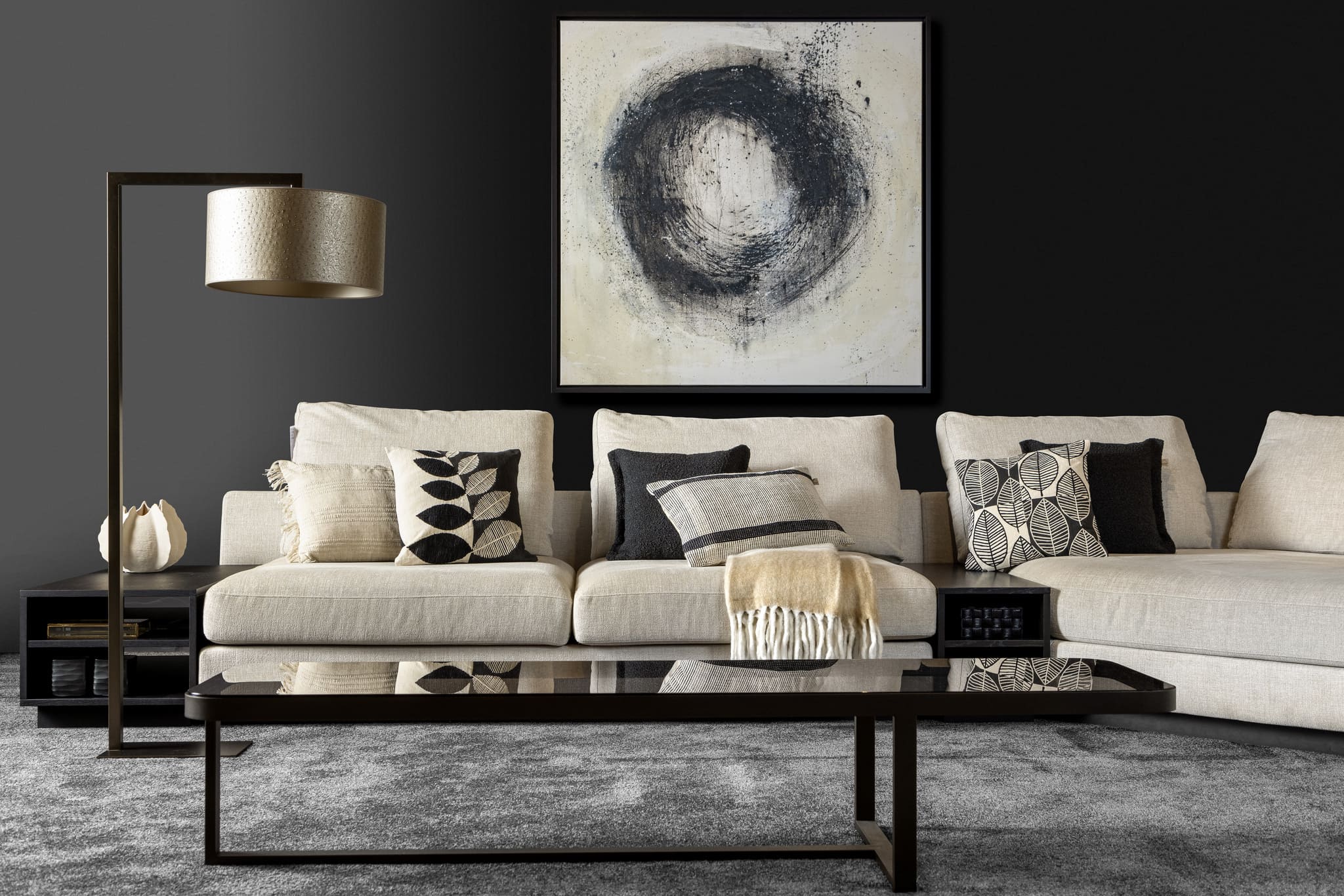 OTIS - Sierkussen 45x45 cm - effen kleur - unieke stof - Raven - zwart