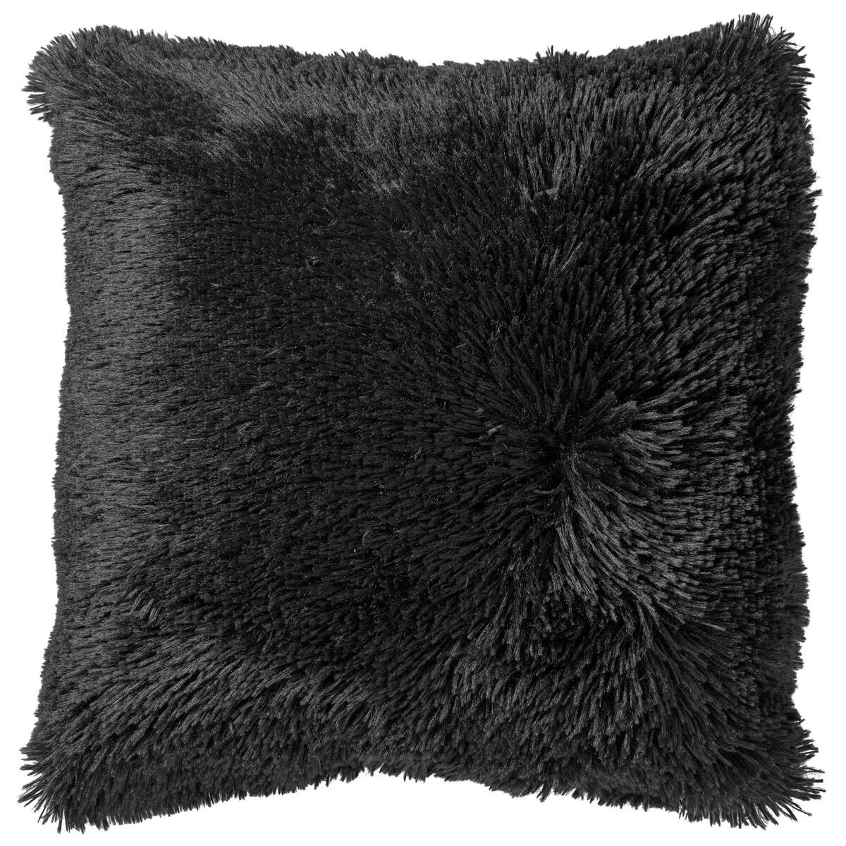 FLUFFY - Dekokissen 45x45 cm - superweich - einfarbig - Raven - schwarz