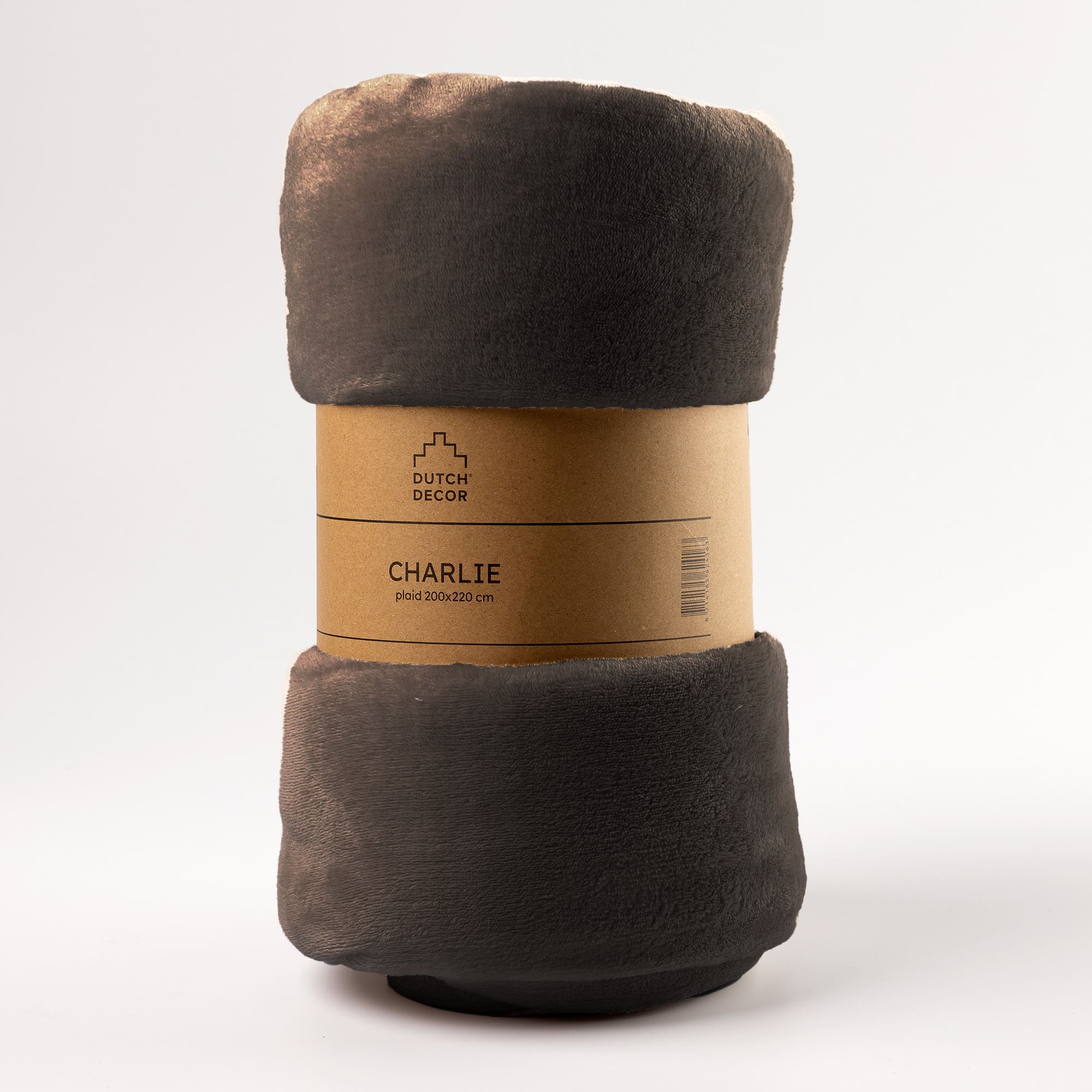 CHARLIE - plaid 200x220 cm - extra grote fleece deken - effen kleur - Chocolate Martini - bruin