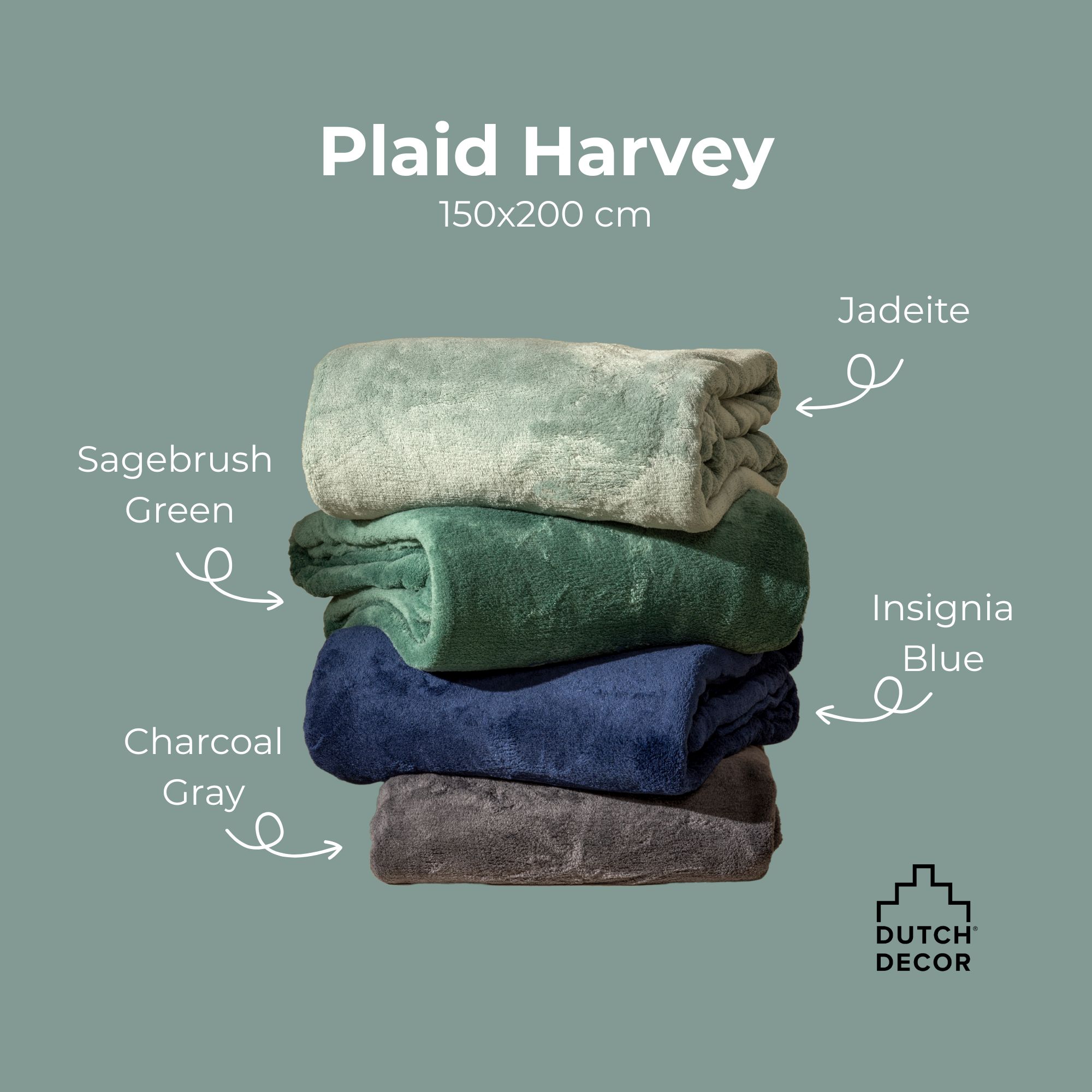 HARVEY - Plaid 150x200 cm - superzachte deken van fleece - Jadeite - groen