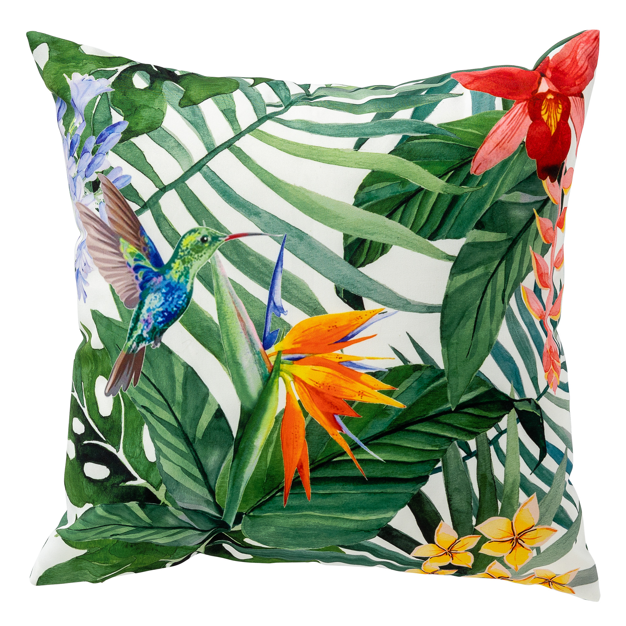 MANUEL - Sierkussen voor buiten 45x45 cm - waterafstotend en uv-bestendig - Outdoor collectie - English Ivy - wit