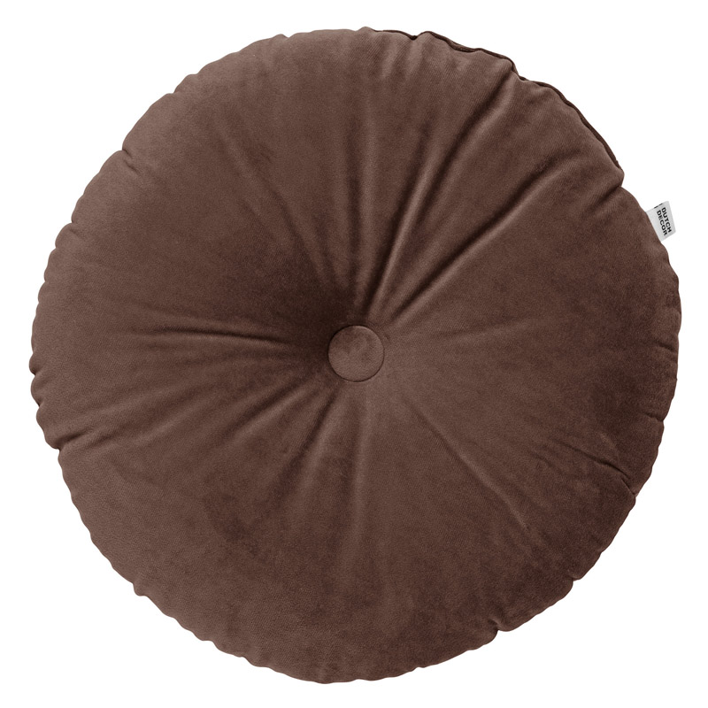 OLLY - Dekokissen rond en velours 40 cm - Chocolate Martini - bruin