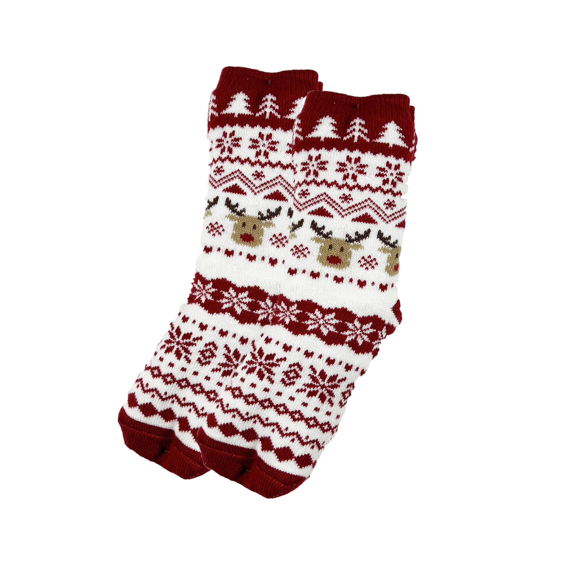 RUDOLF - House socks - non-slip - with sherpa lining - one size - biking red - red