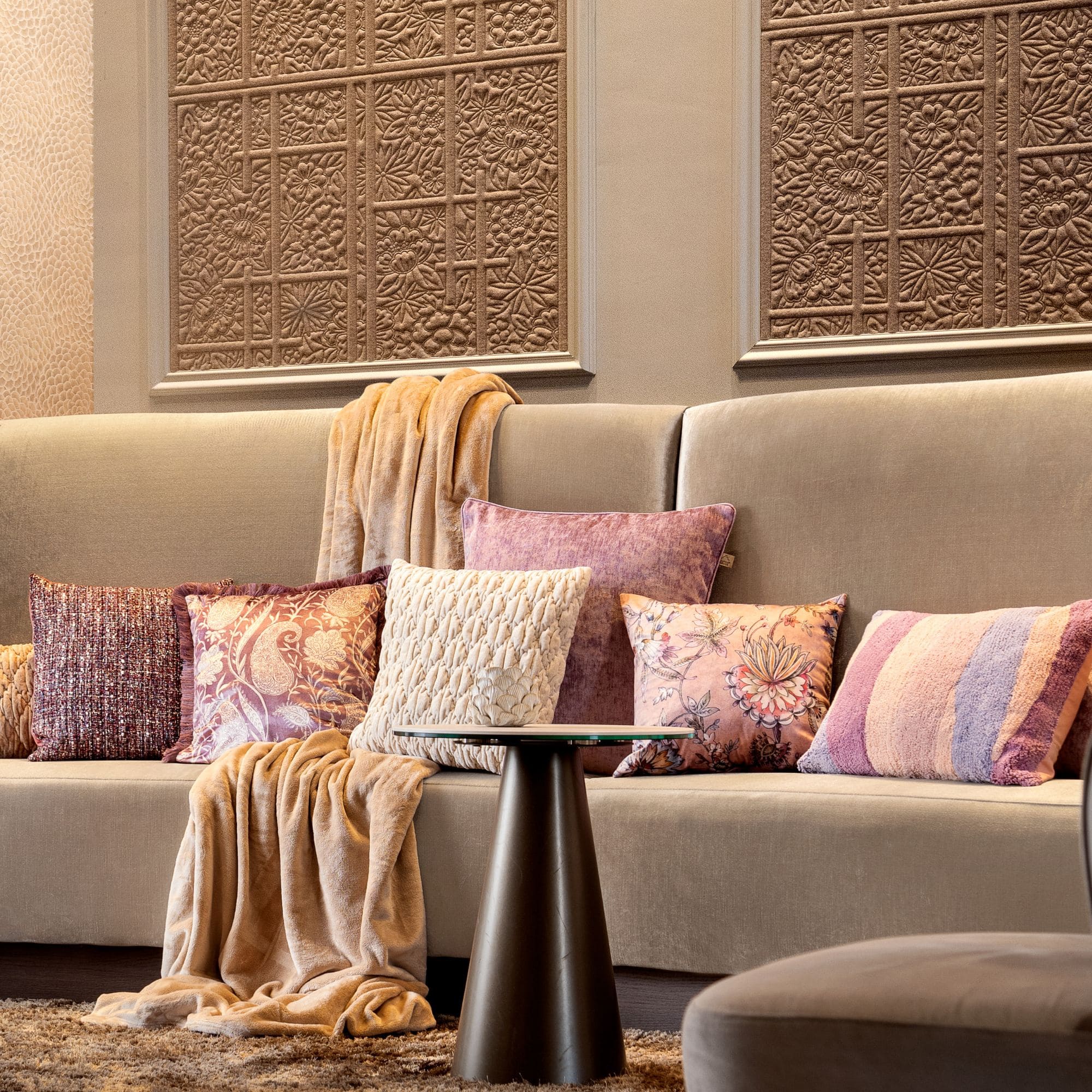 CHANTAL - sierkussen 45x45 cm - gemêleerd - Deco Rose - roze