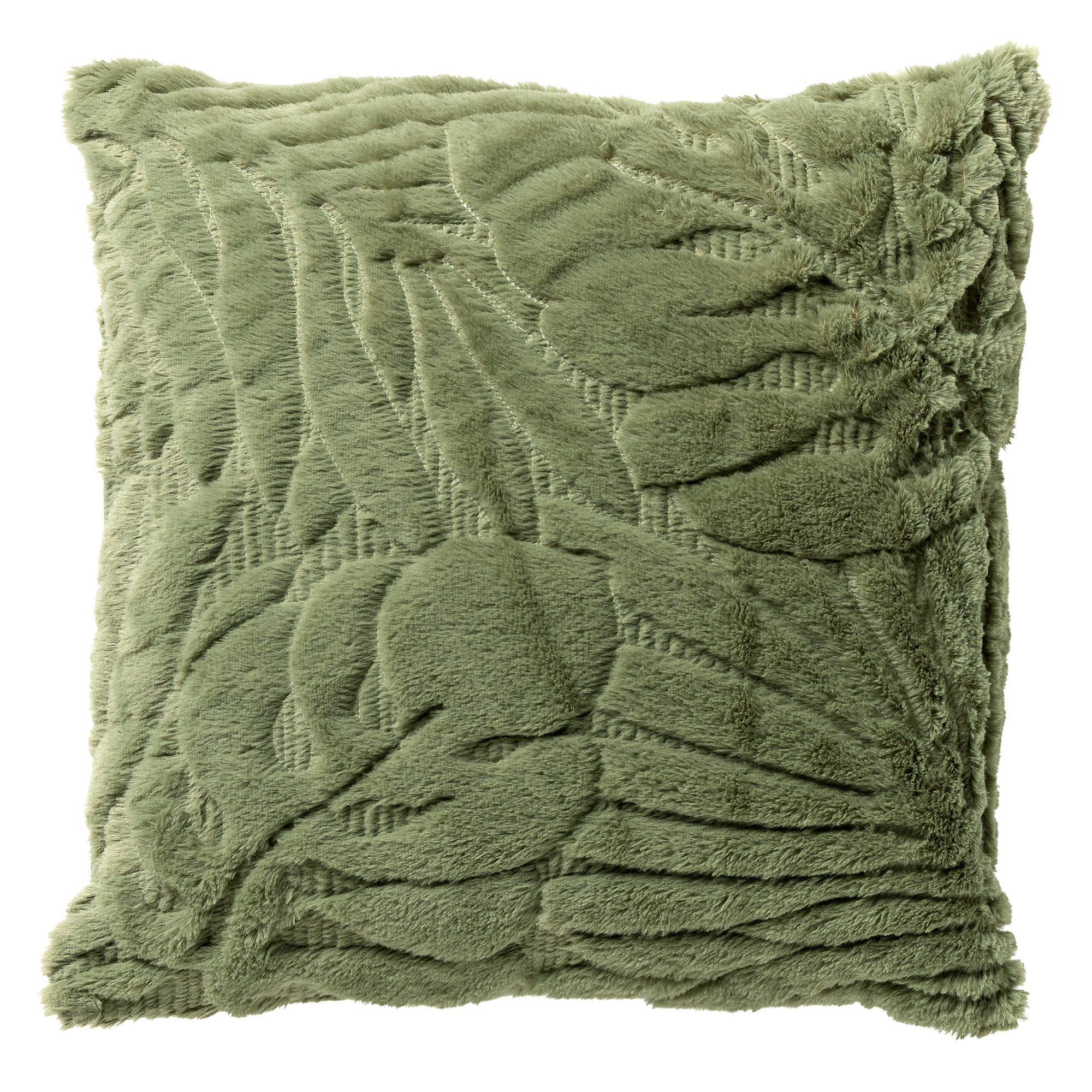 ADA - Sierkussen 45x45 cm - 3D bladmotief - Matte Green - groen