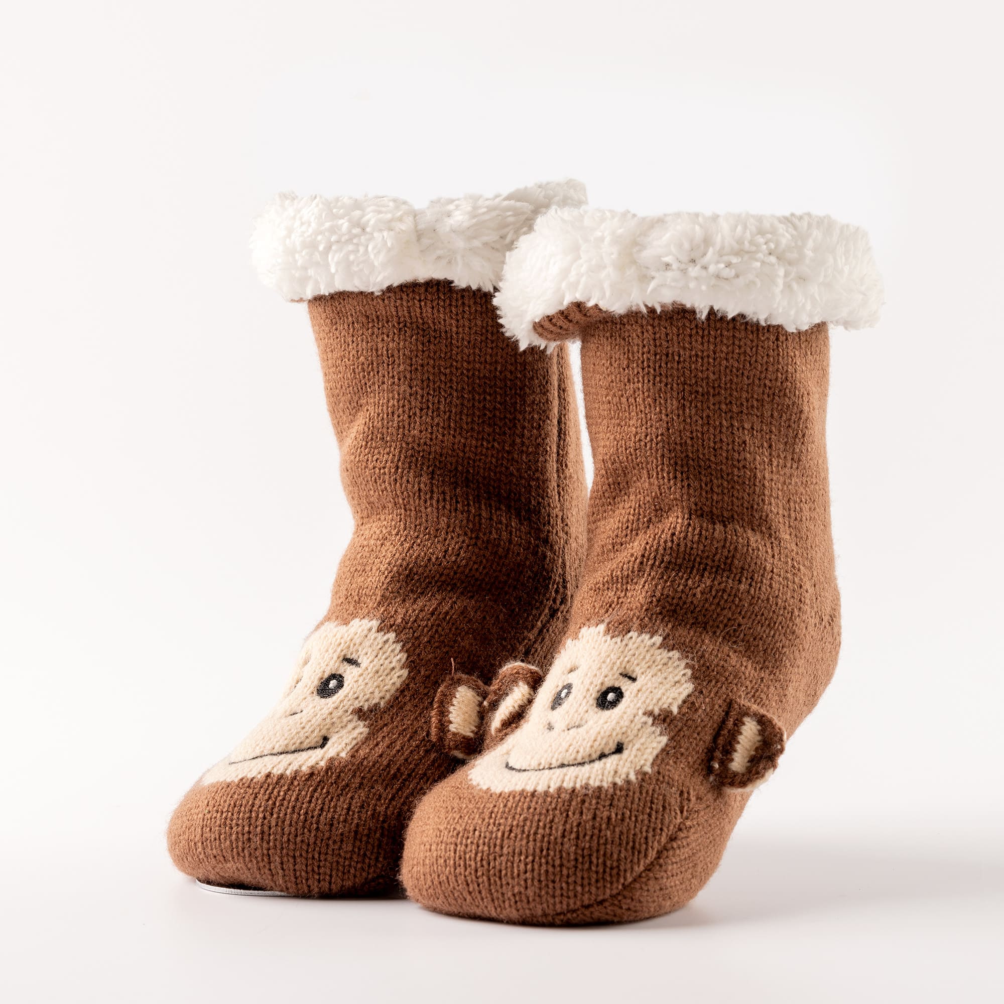 VOORDEELSET - 2-delig - Monkey - oversized hoodie en huissokken - kinderen - aap - Partridge - bruin