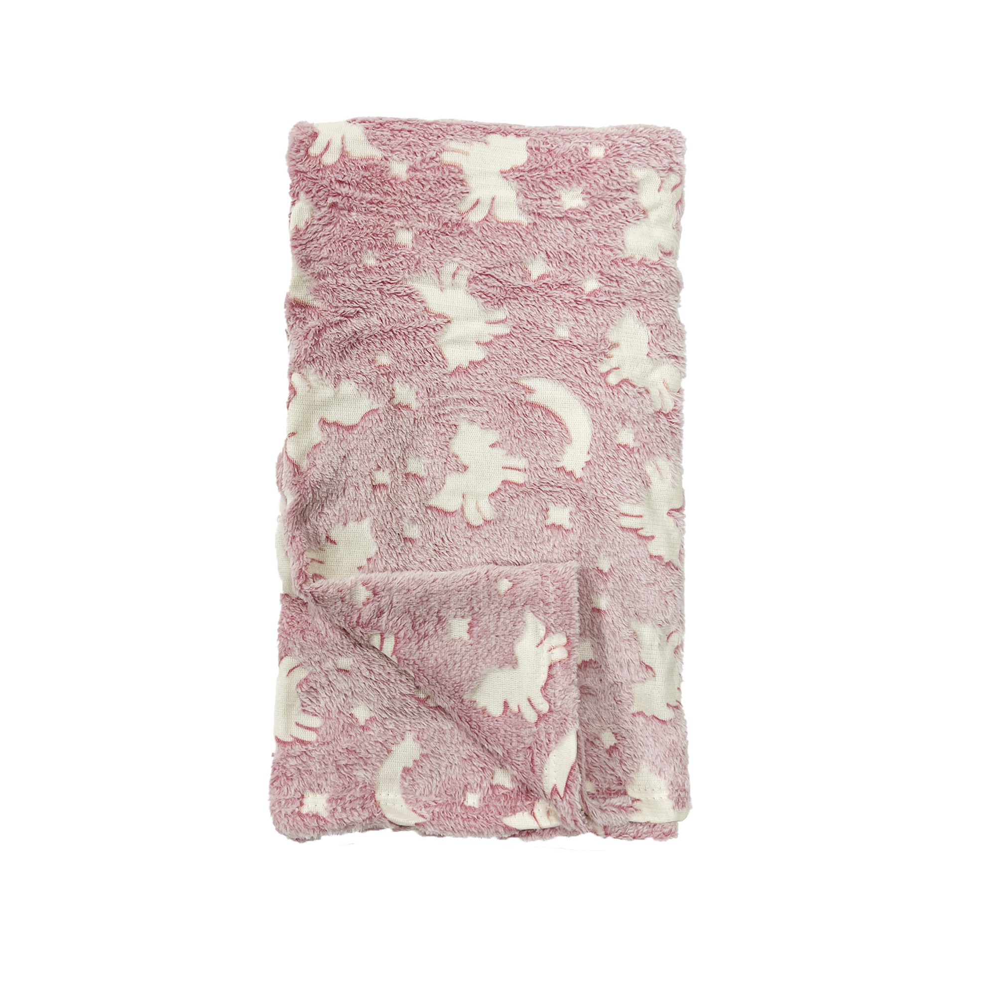 UNICORN - Plaid 100x150 cm - met Glow in the Dark unicons - Potpourri - rood