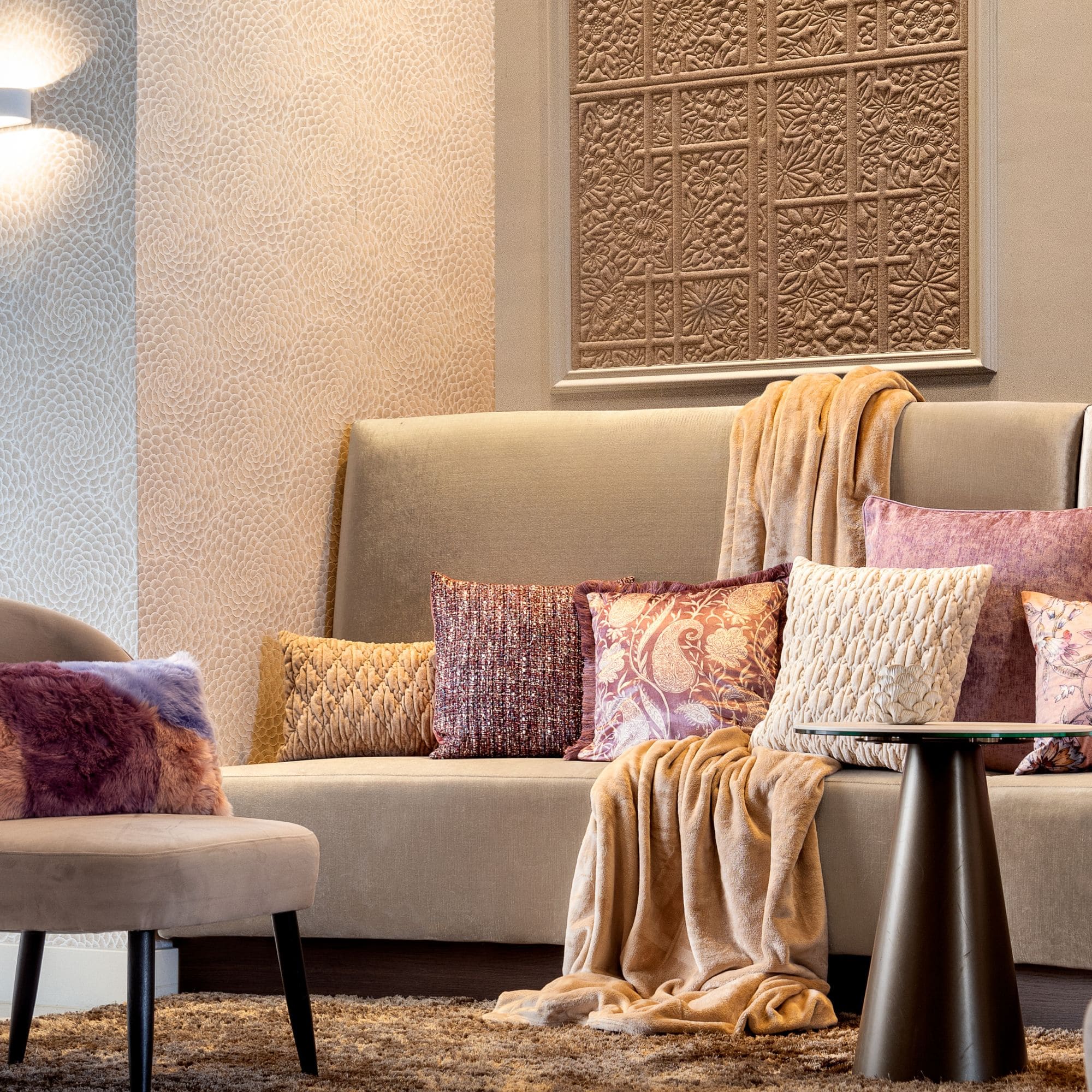 IMME - sierkussen 40x60 cm - organisch gestreept - Dusky Orchid - paars