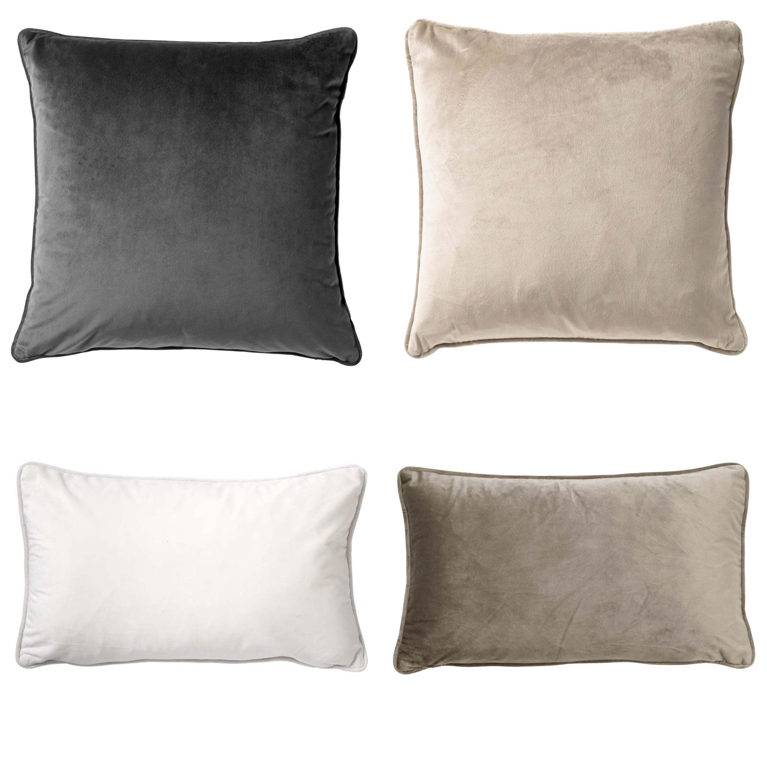 KISSENSET - 4-teilig - 45x45 cm und 30x50 cm - Anthrazit, Beige, Weiss, Taupe