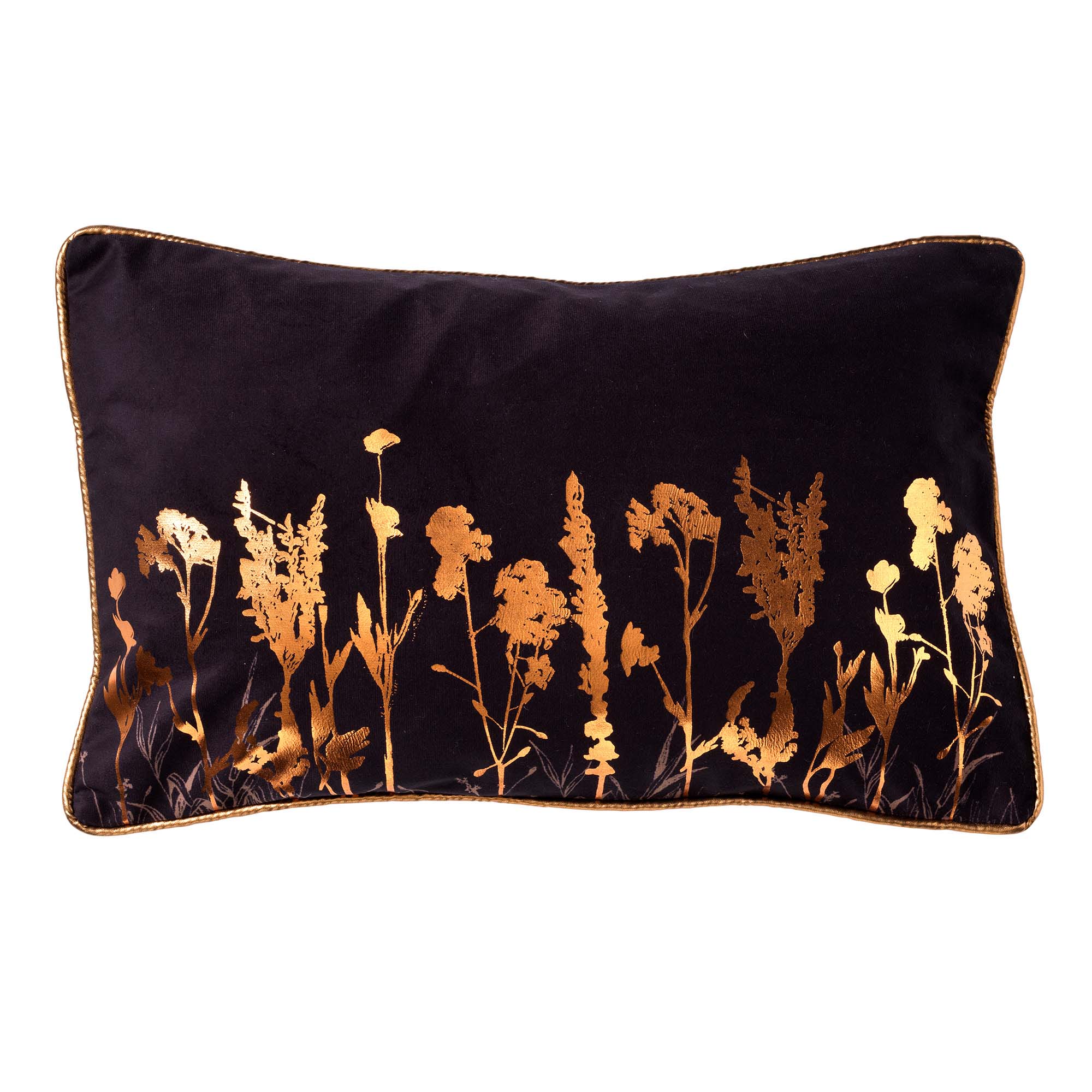 DALI - Kussenhoes met bloemenpatroon 30x50 cm Raven - zwart