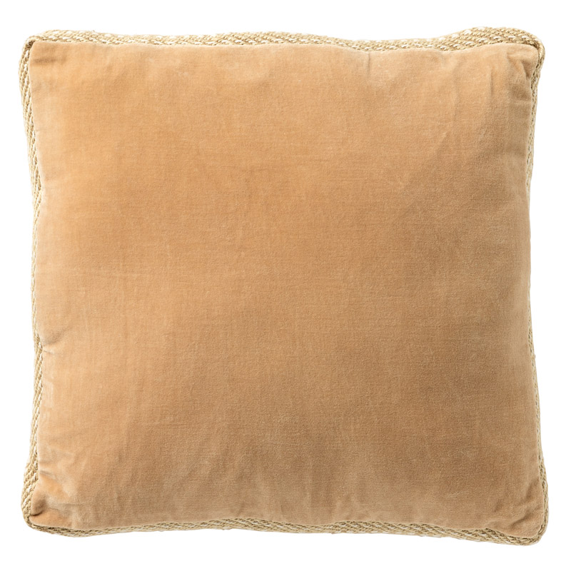 MANOE - Sierkussen 45x45 cm - effen kleur - met rand van jute - Semolina - beige