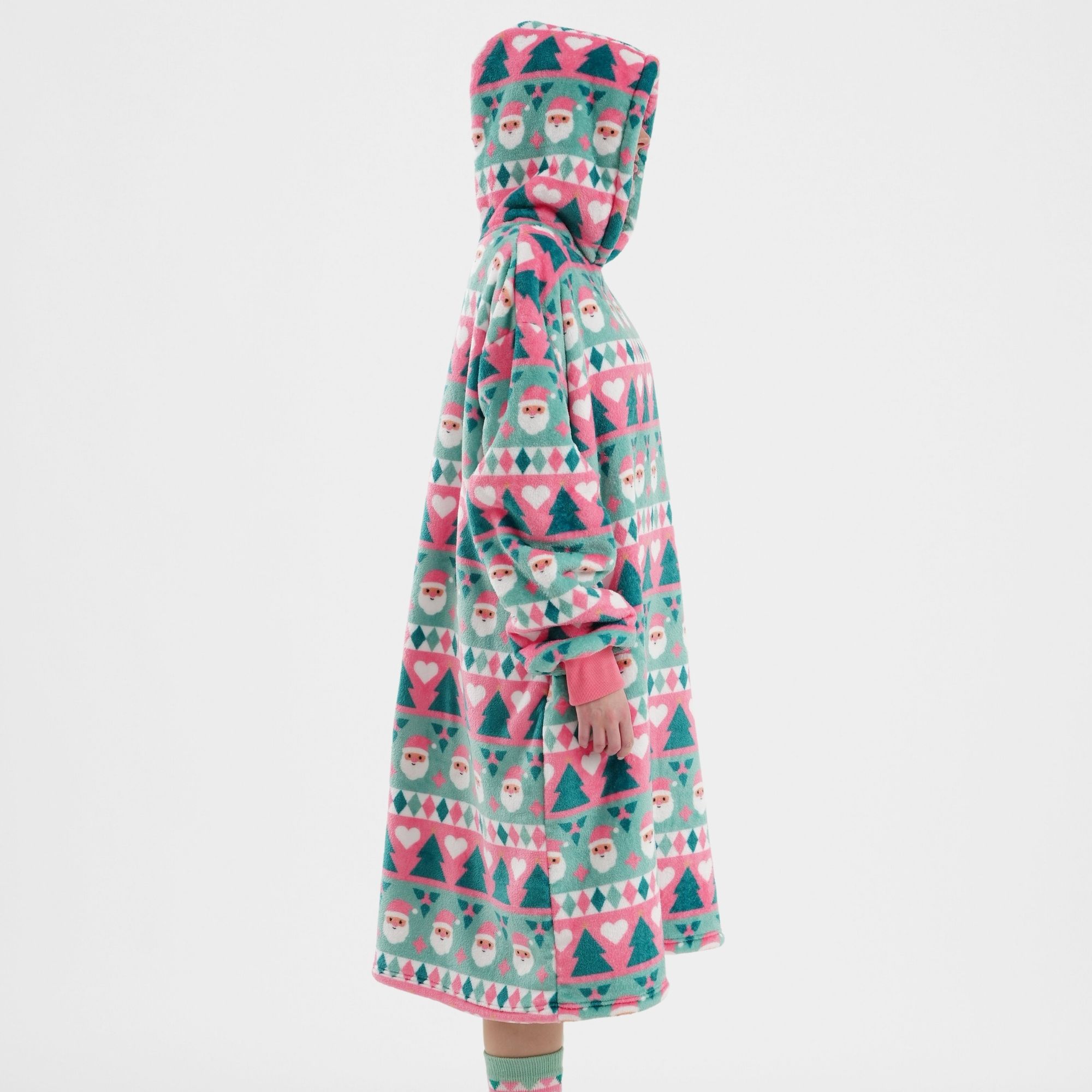 JOLLY SANTA - Hoodie 70x110 cm - Adults - Christmas - Geranium Pink - Pink