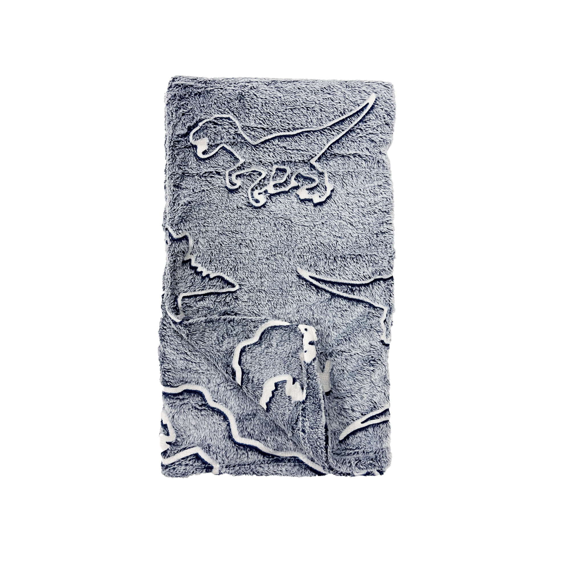 DINO - Plaid 100x150 cm - met Glow in the Dark Dino's - Smoked Pearl - grijs
