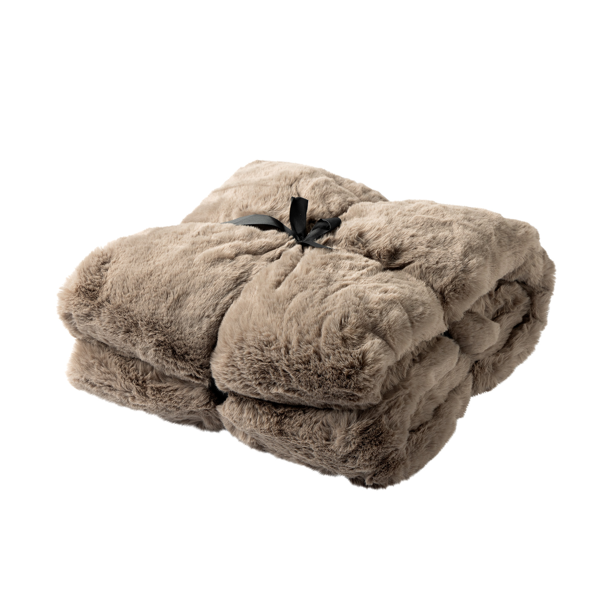ZINZI - Plaid 140x180 cm - bontlook - effen kleur - Driftwood - taupe