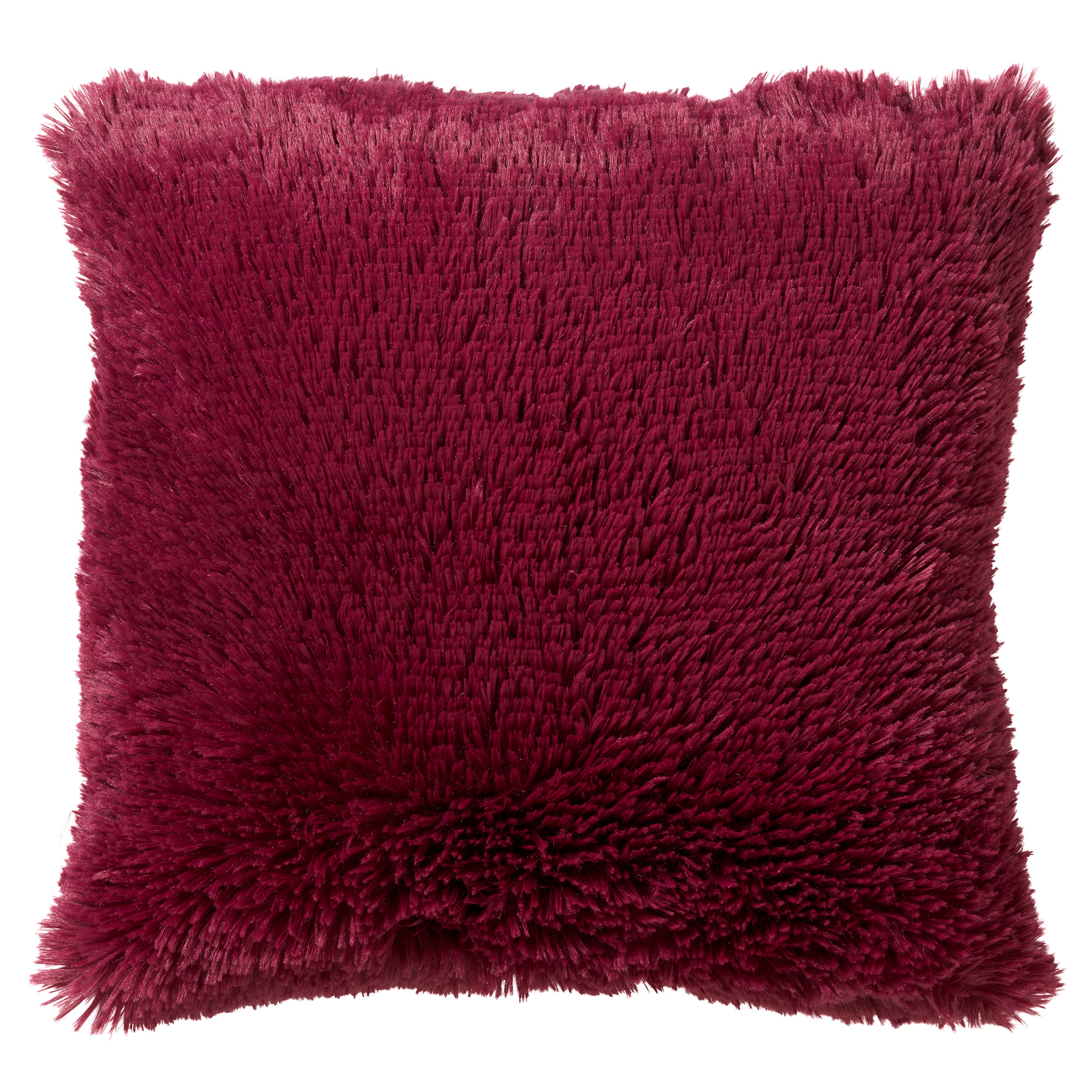 FLUFFY - Sierkussen 60x60 cm - superzacht - XL kussen - Red Plum - donkerroze