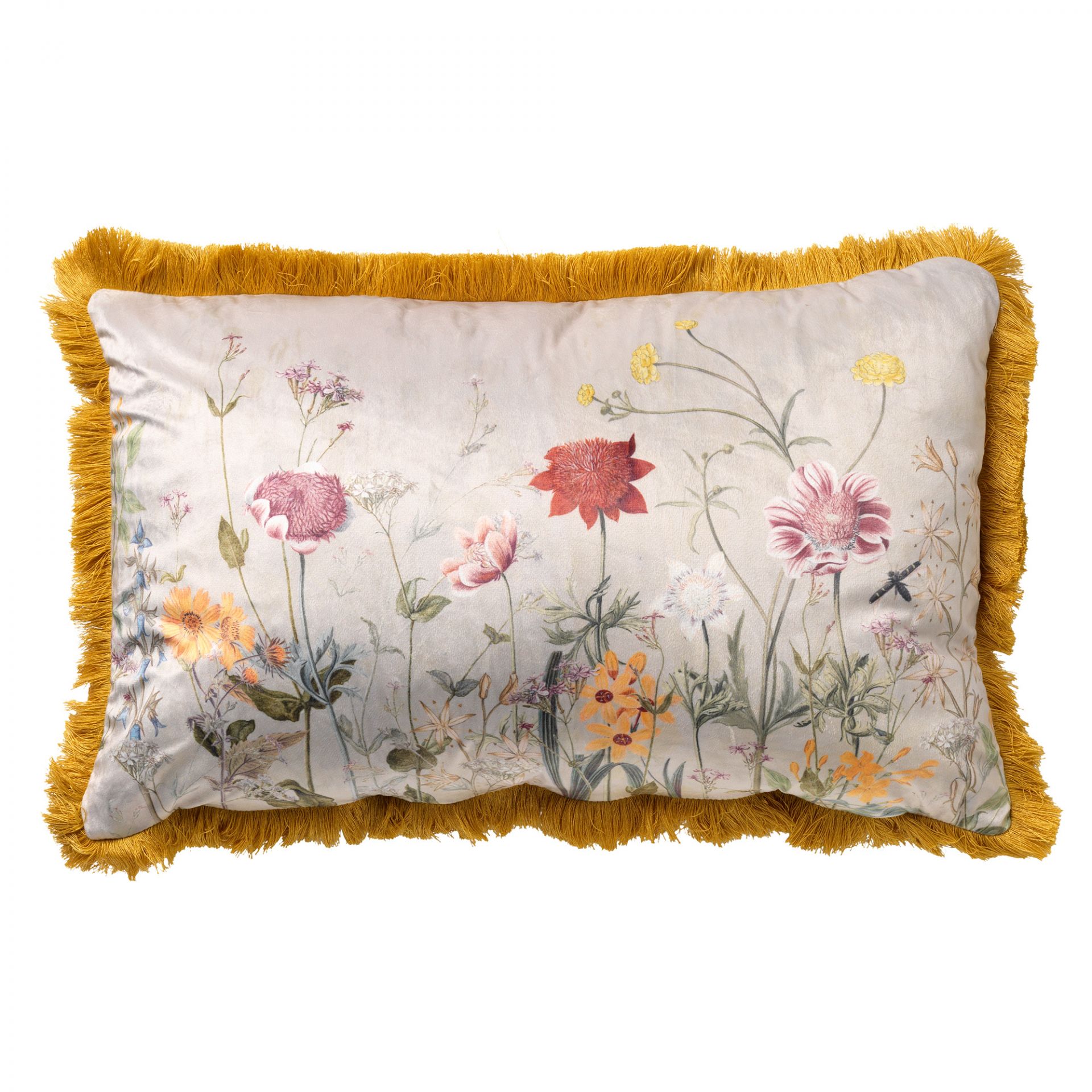POSSY - Cushion with flower pattern 40x60 cm Golden Glow - yellow