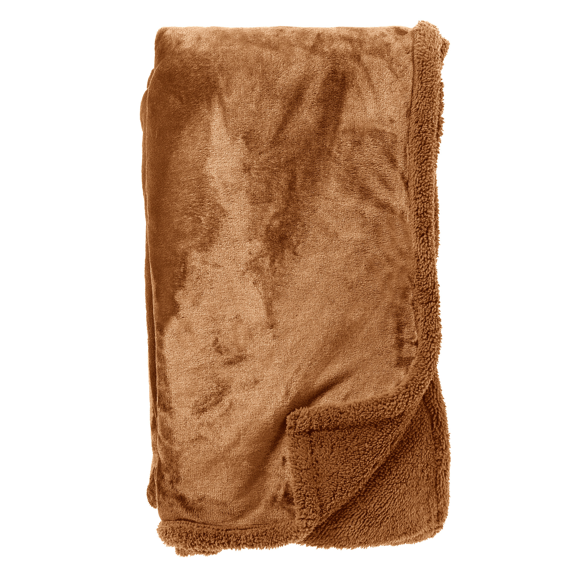 STANLEY - Plaid 150x200 cm - fleece deken met teddy en fleece - Tobacco Brown - bruin