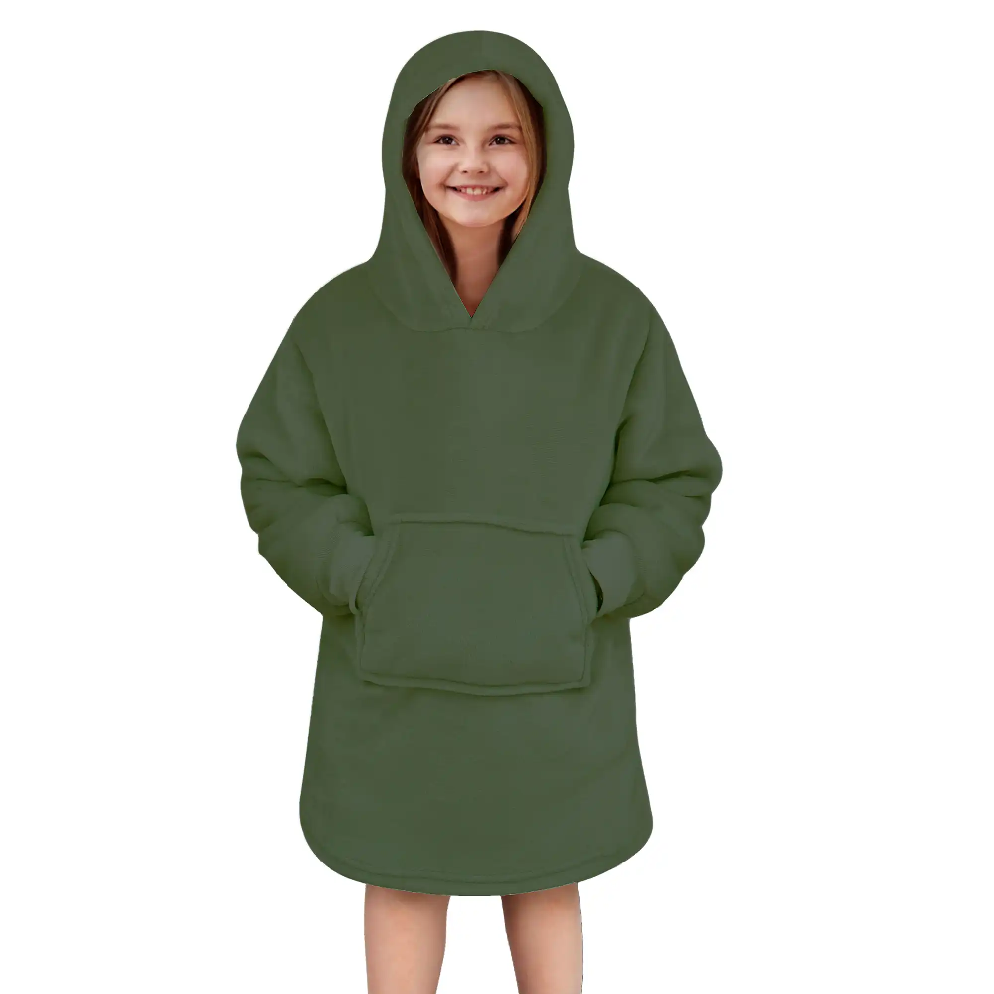 JUNIOR Oversized Hoodie voor kinderen - 50x70 cm - Hoodie & deken in één - met capuchon - Groen
