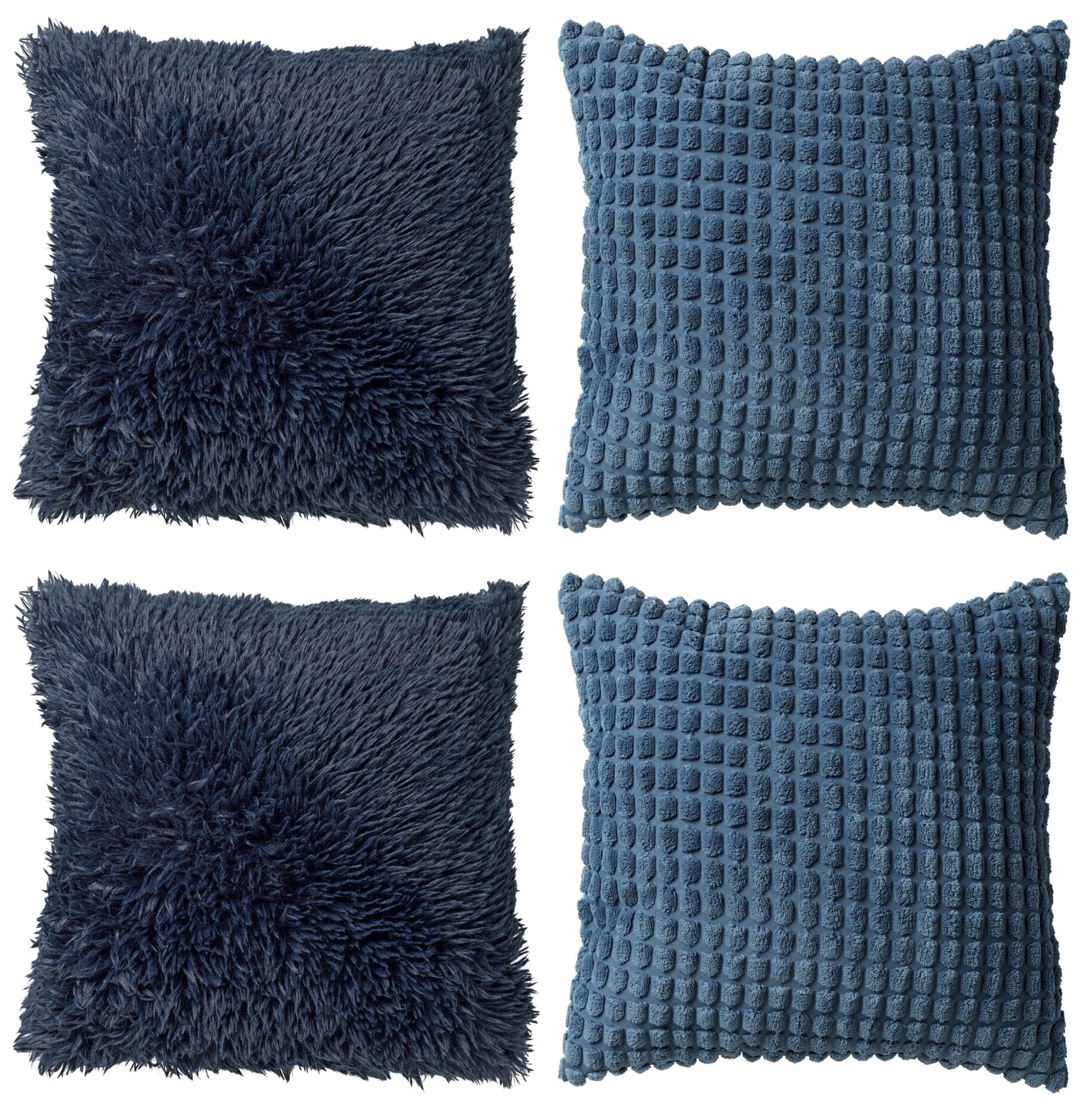 KUSSENSET - 4-delig - Cosy Favourites - 45x45 cm - inclusief binnenkussens - blauw