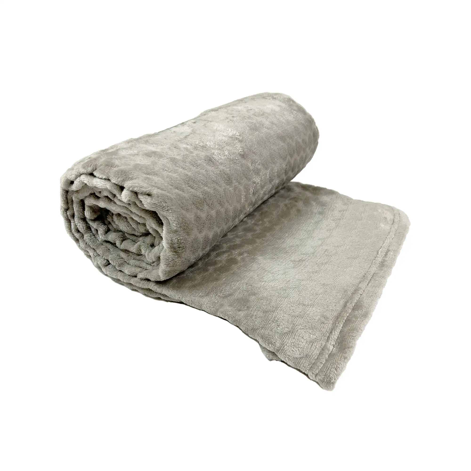 ALEX - Plaid 200x220 cm - extra groot - fleece deken met subtiel - Pumice Stone - beige