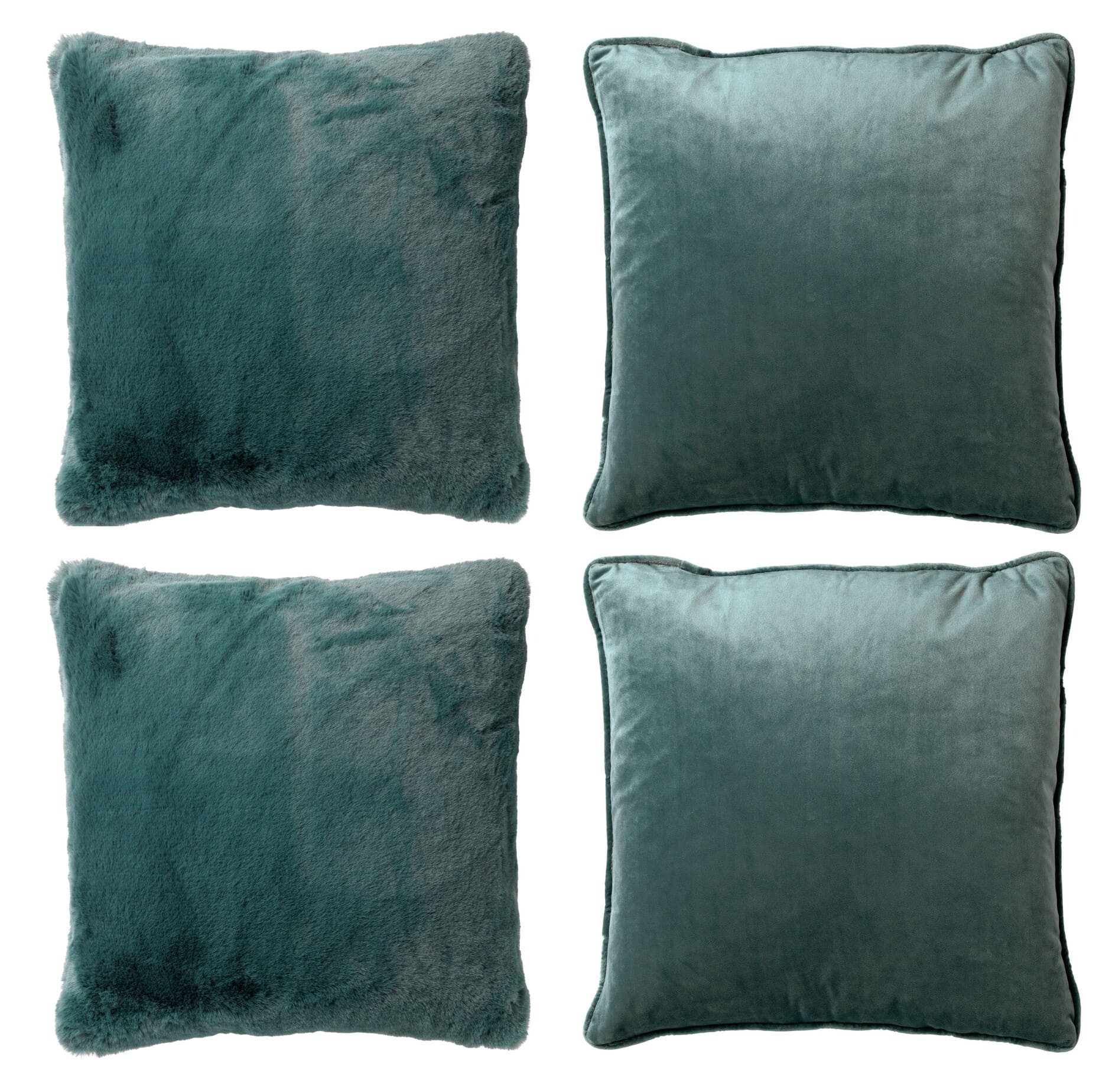 KUSSENSET - 4-delig Soft Textures - 45x45 cm - inclusief binnenkussens - groen