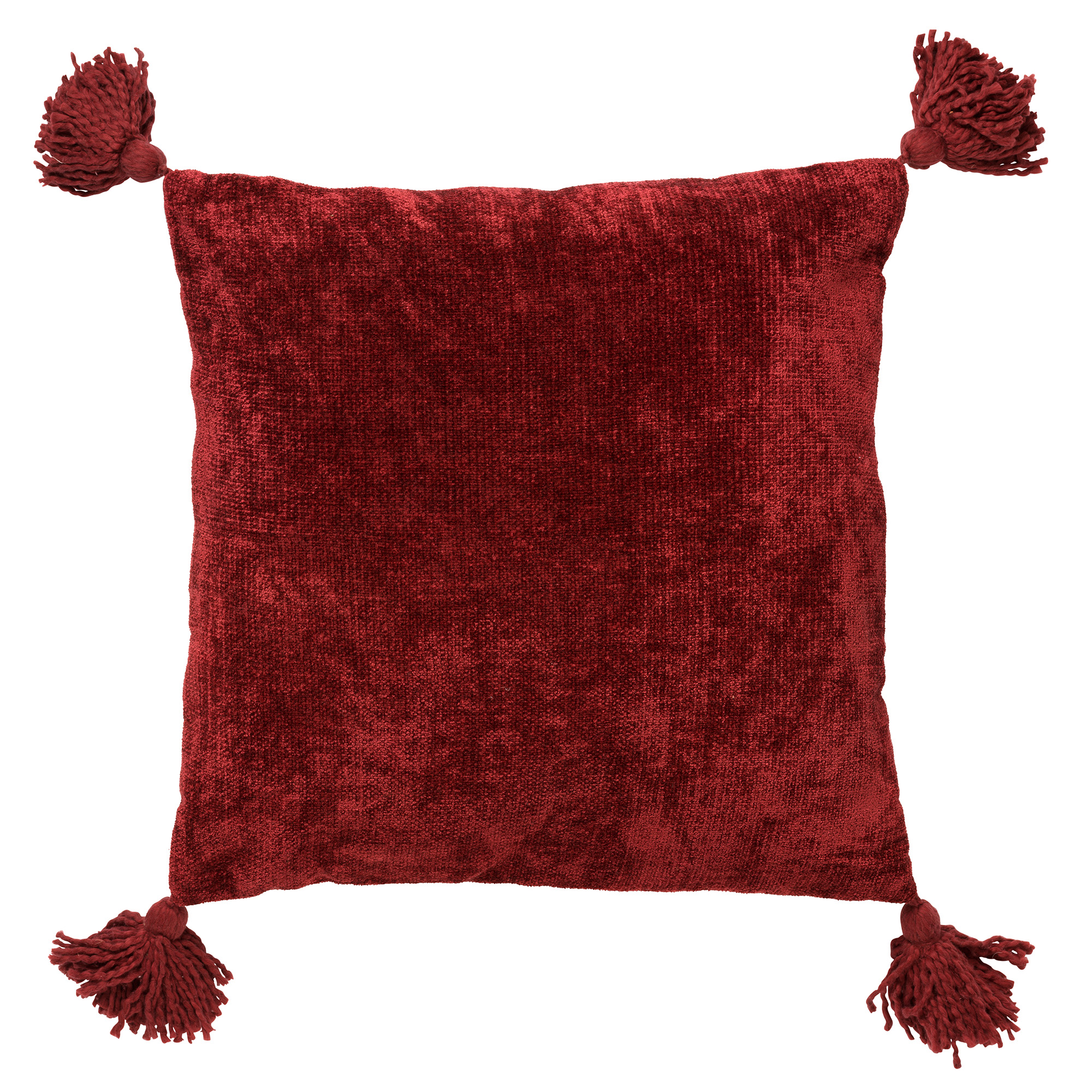 NINO - Kussenhoes van katoen 45x45 cm Merlot - rood - met flosjes