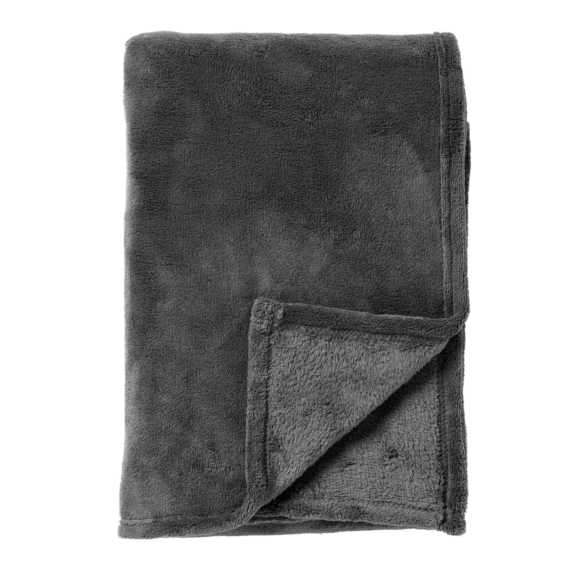 SIDNEY - Plaid Fleece deken van 100% gerecycled polyester – superzacht - Eco Line collectie 140x180 cm - Charcoal Gray - antraciet