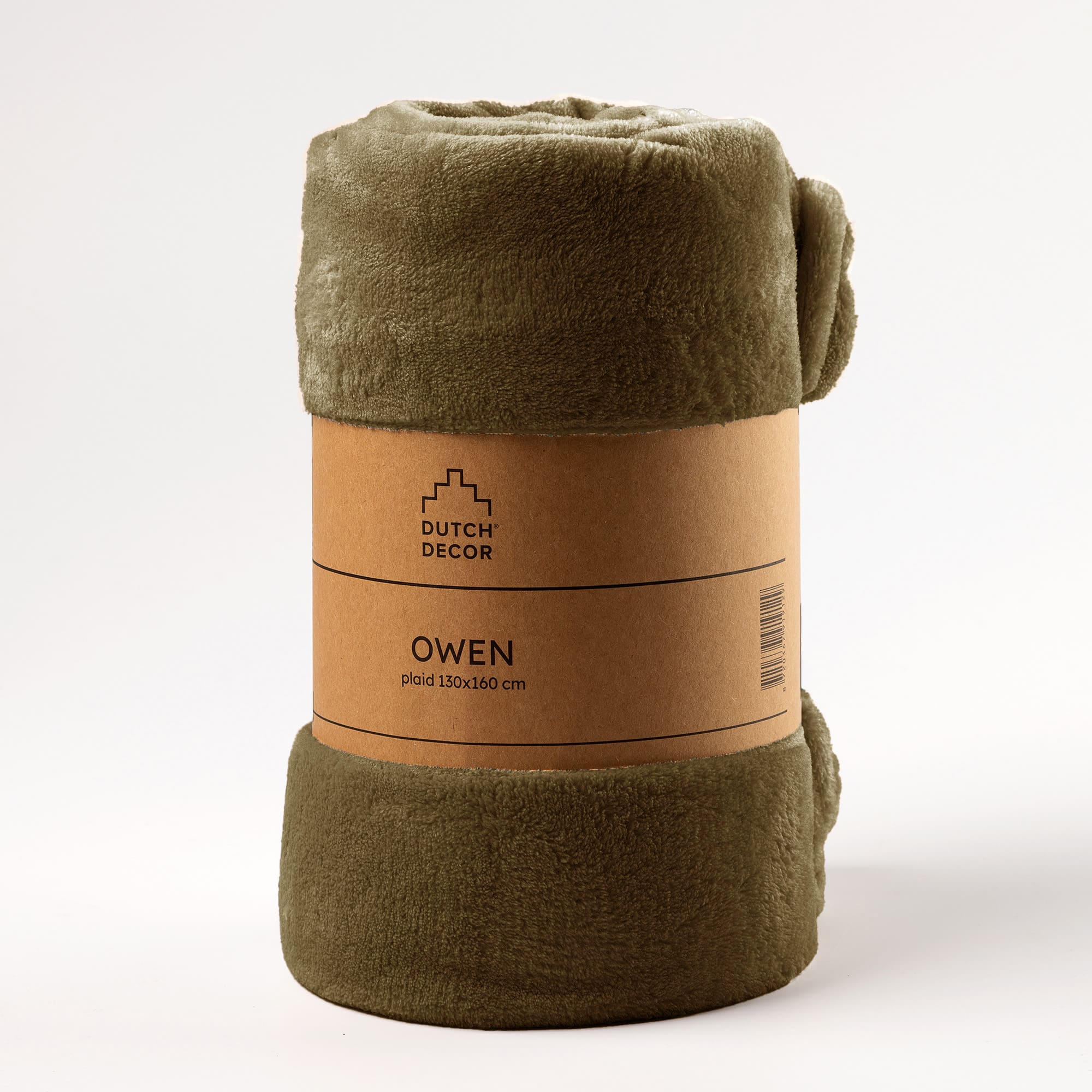 OWEN - plaid 130x160 cm - coral fleece deken - heerlijk zacht - Military Olive - groen