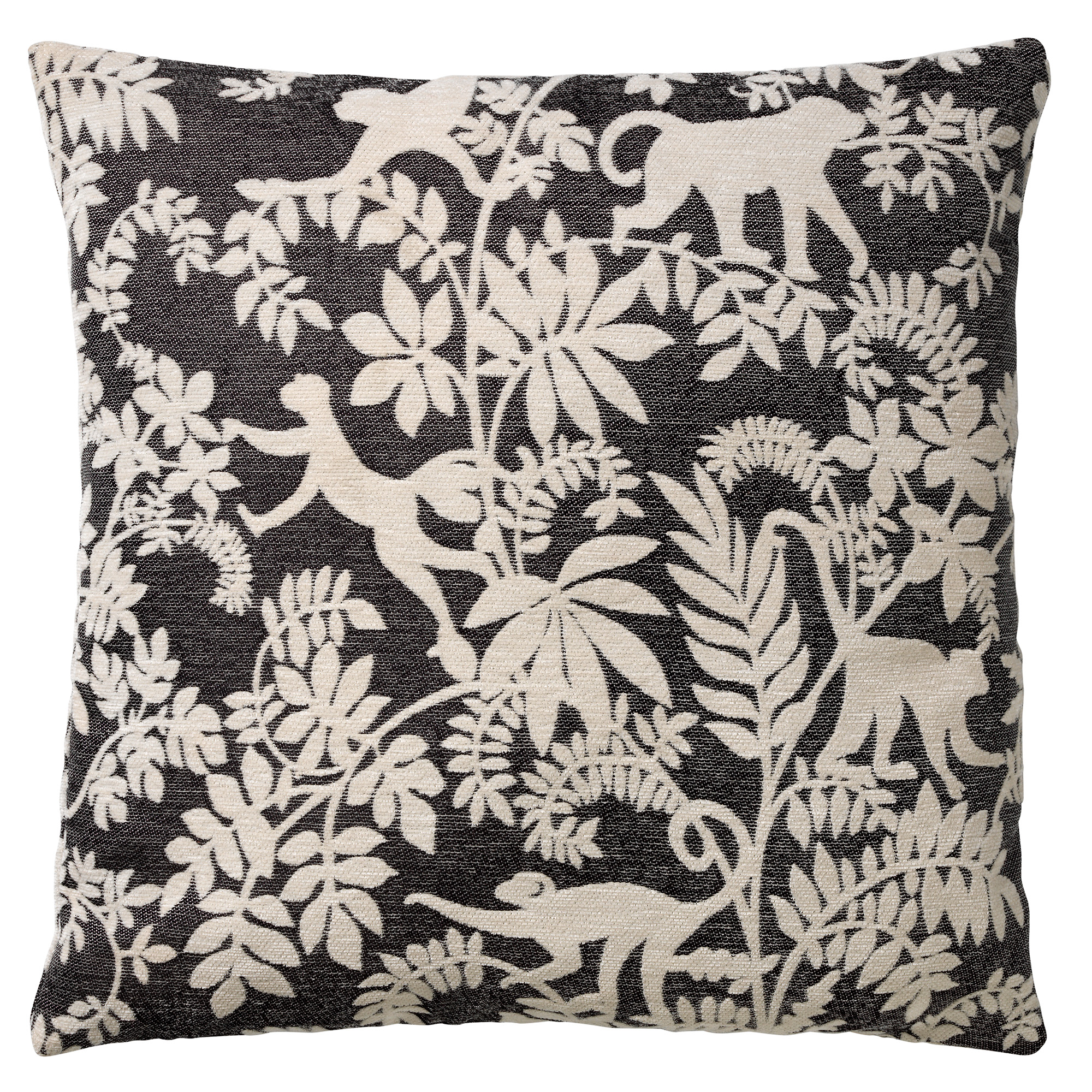 ABU - Kussenhoes 45x45 cm - Raven - zwart - wit - botanisch - aapjes