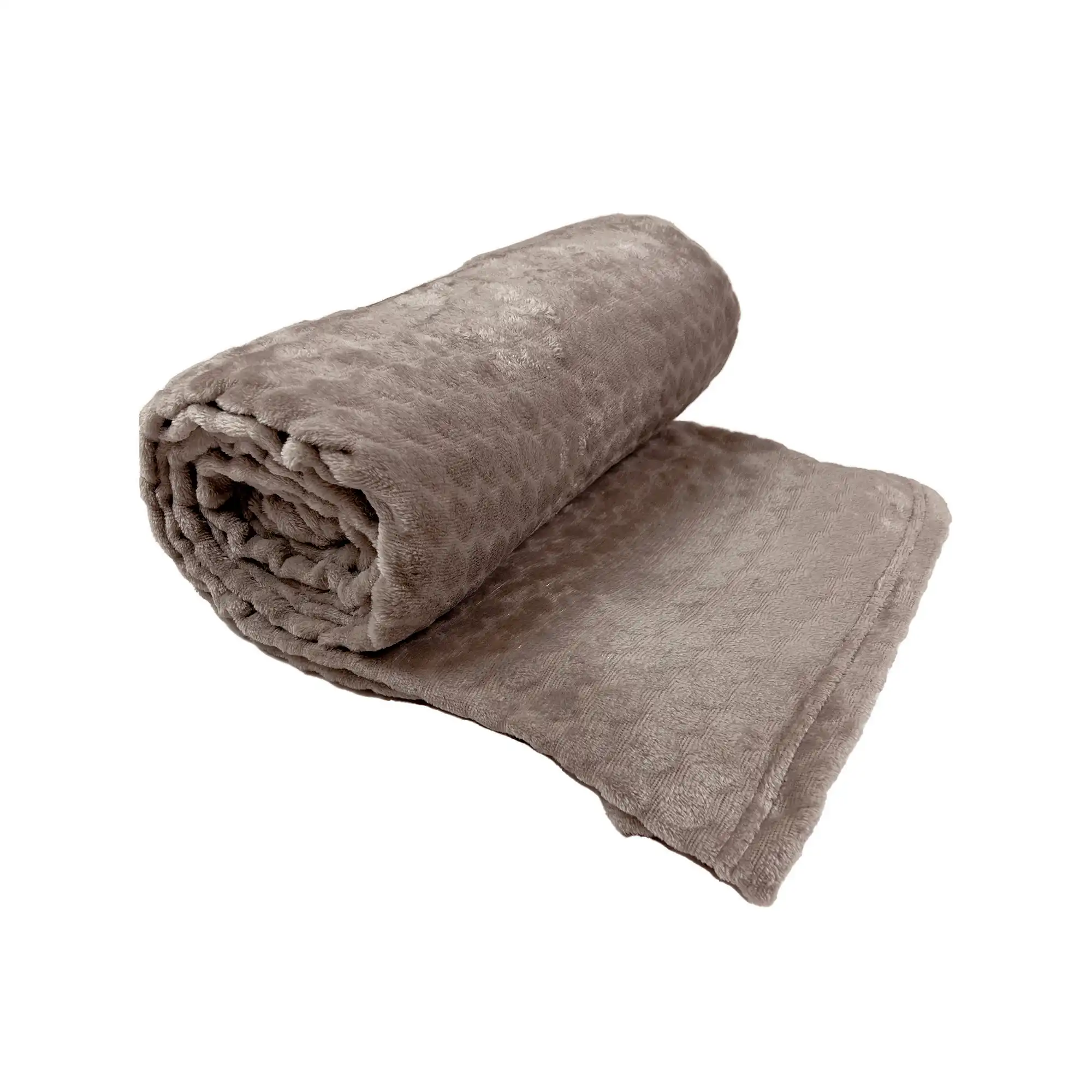 ALEX - Plaid 200x220 cm - extra groot - fleece deken met subtiel patroon - Driftwood - beige