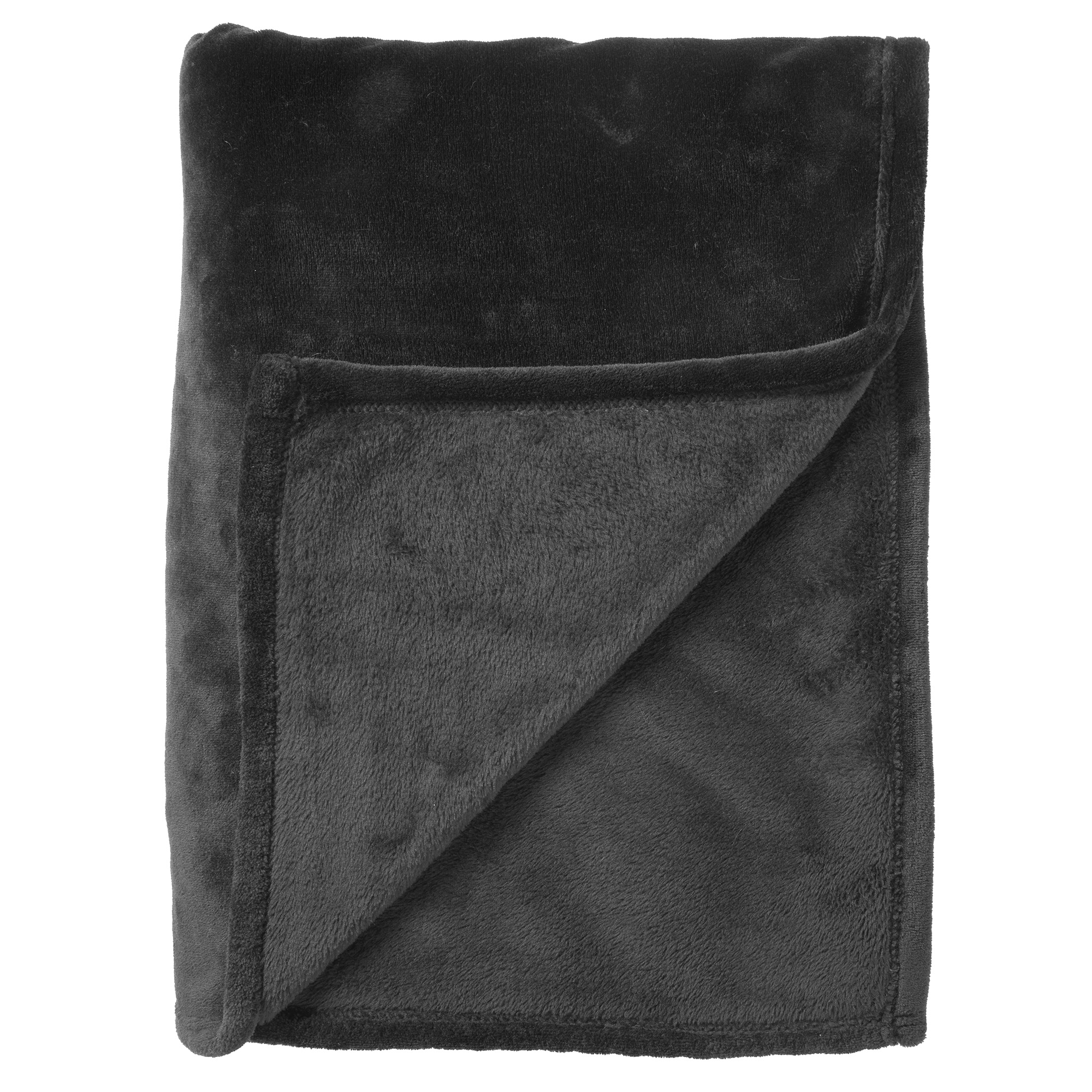 CHARLIE - Plaid flannel fleece XL - 200x220 cm - Raven - zwart