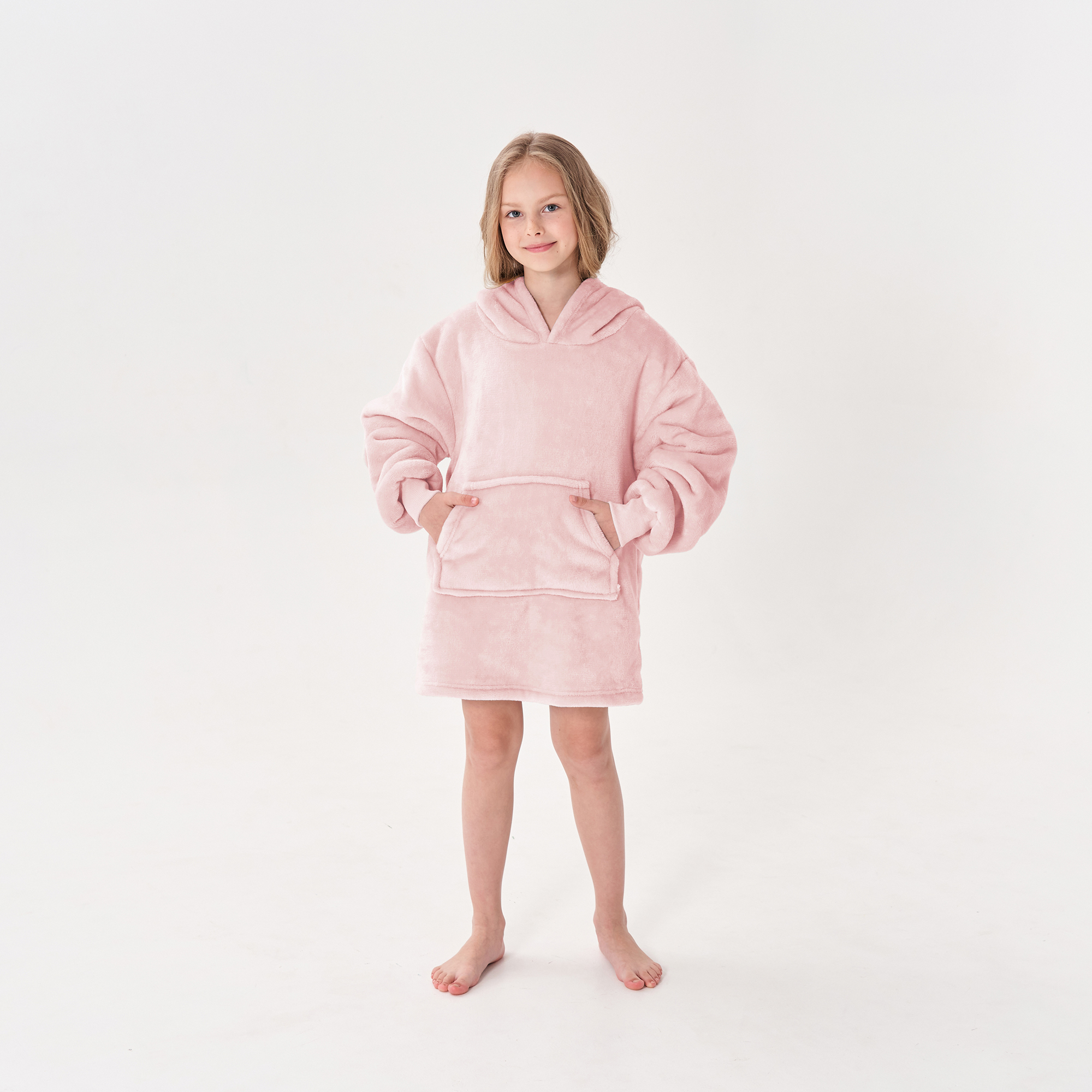 JUNIOR Oversized Hoodie voor kinderen - 50x70 cm - Hoodie & deken in één - met capuchon - Pink Dogwood - roze
