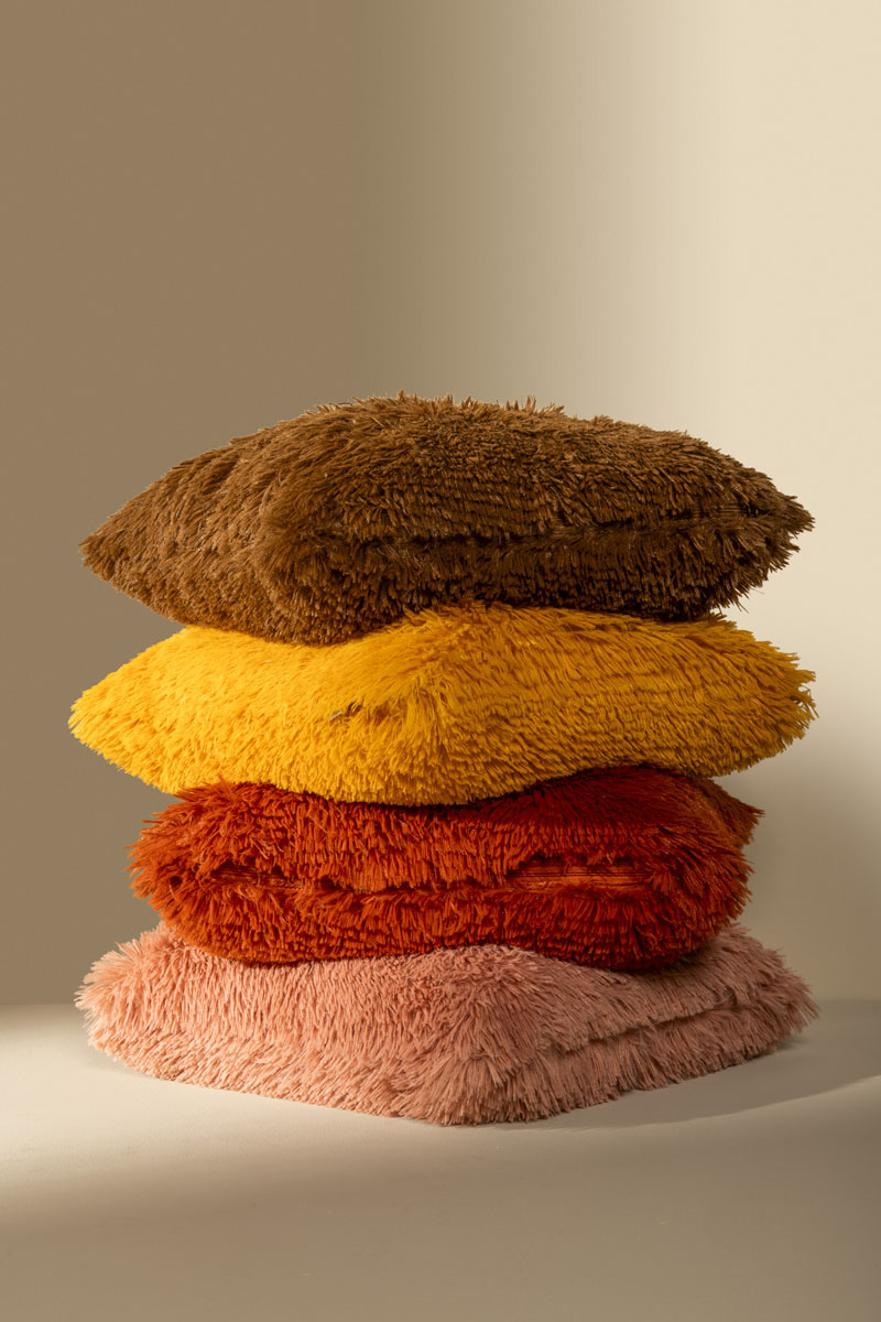FLUFFY - Coussin décoratif 45x45 cm - ultra doux - couleur unie - Chai Tea
