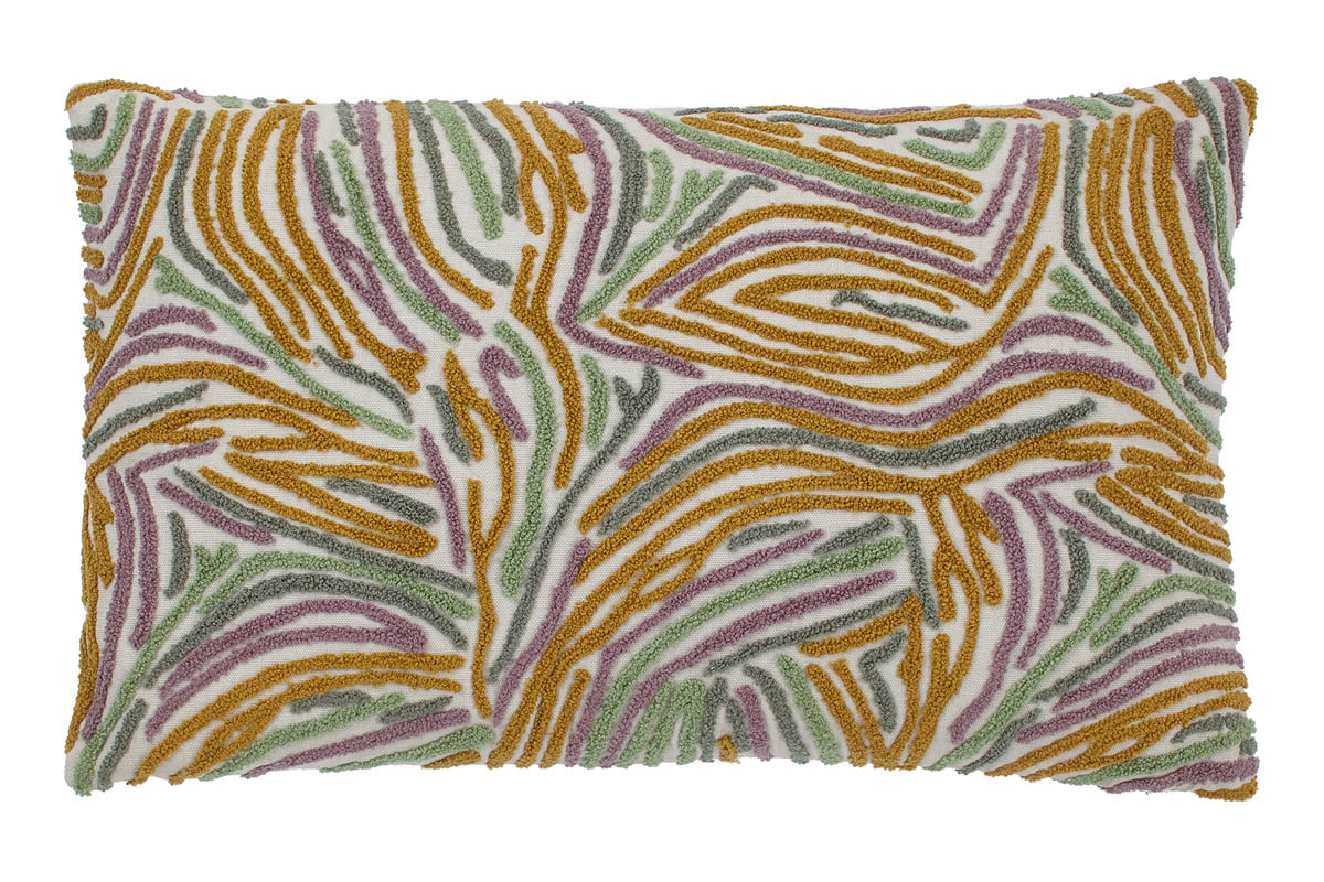 UWING - Sierkussen 30x50 cm - zand - beige - geel - paars - groen - streepjes 