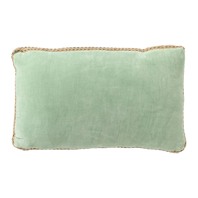 MANOE - Kussenhoes 30x50 cm - effen kleur - met rand van jute - Cameo Green - lichtgroen