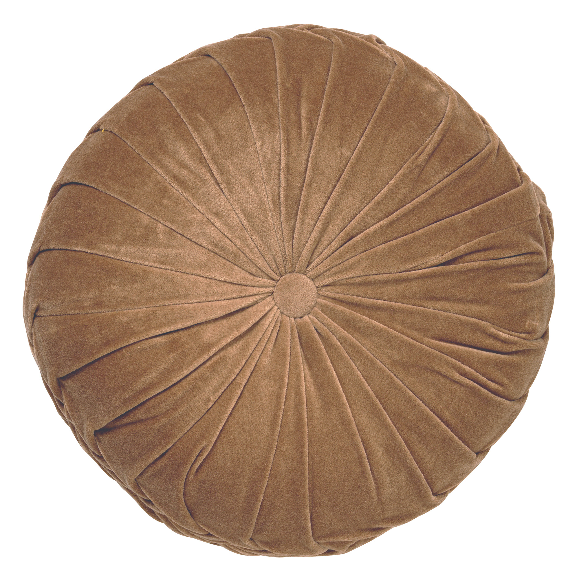 KAJA - Sierkussen rond velvet 40 cm - Tobacco Brown - bruin