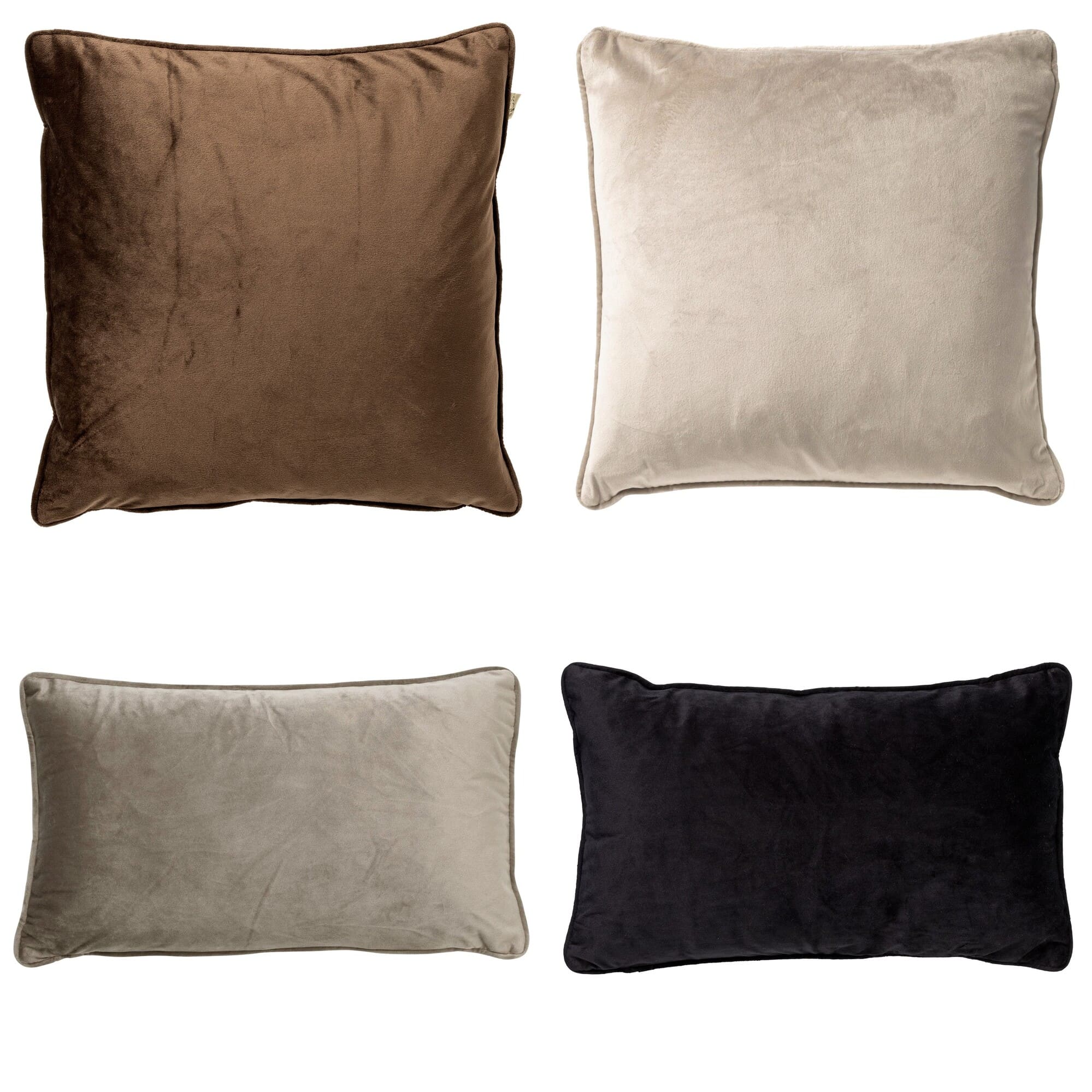 KISSENSET - 4-teilig - 45x45 cm und 30x50 cm - Braun, Beige, Taupe, Schwarz