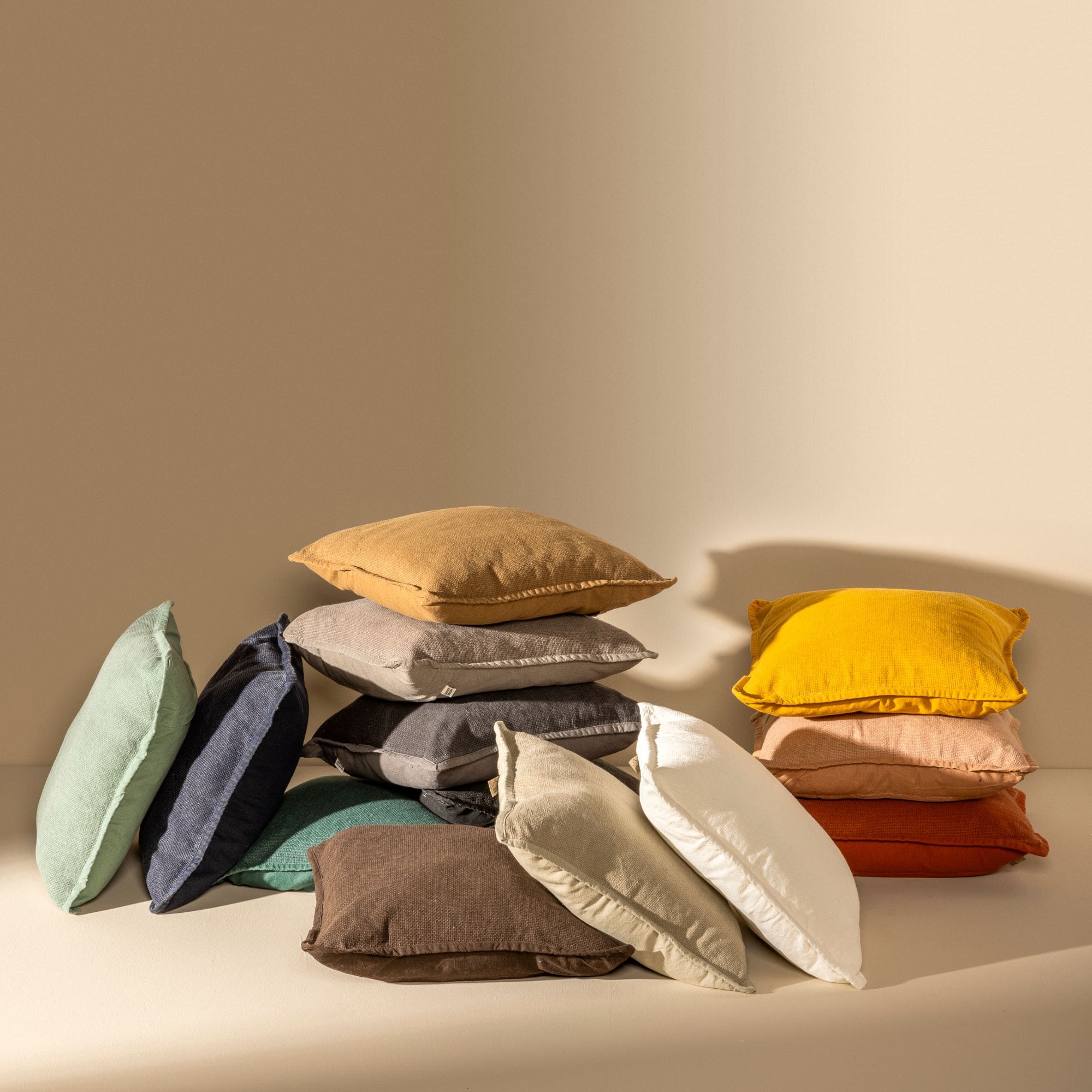 BOWIE - Cushion cover 45x45 cm - washed cotton - Tobacco Brown - brown